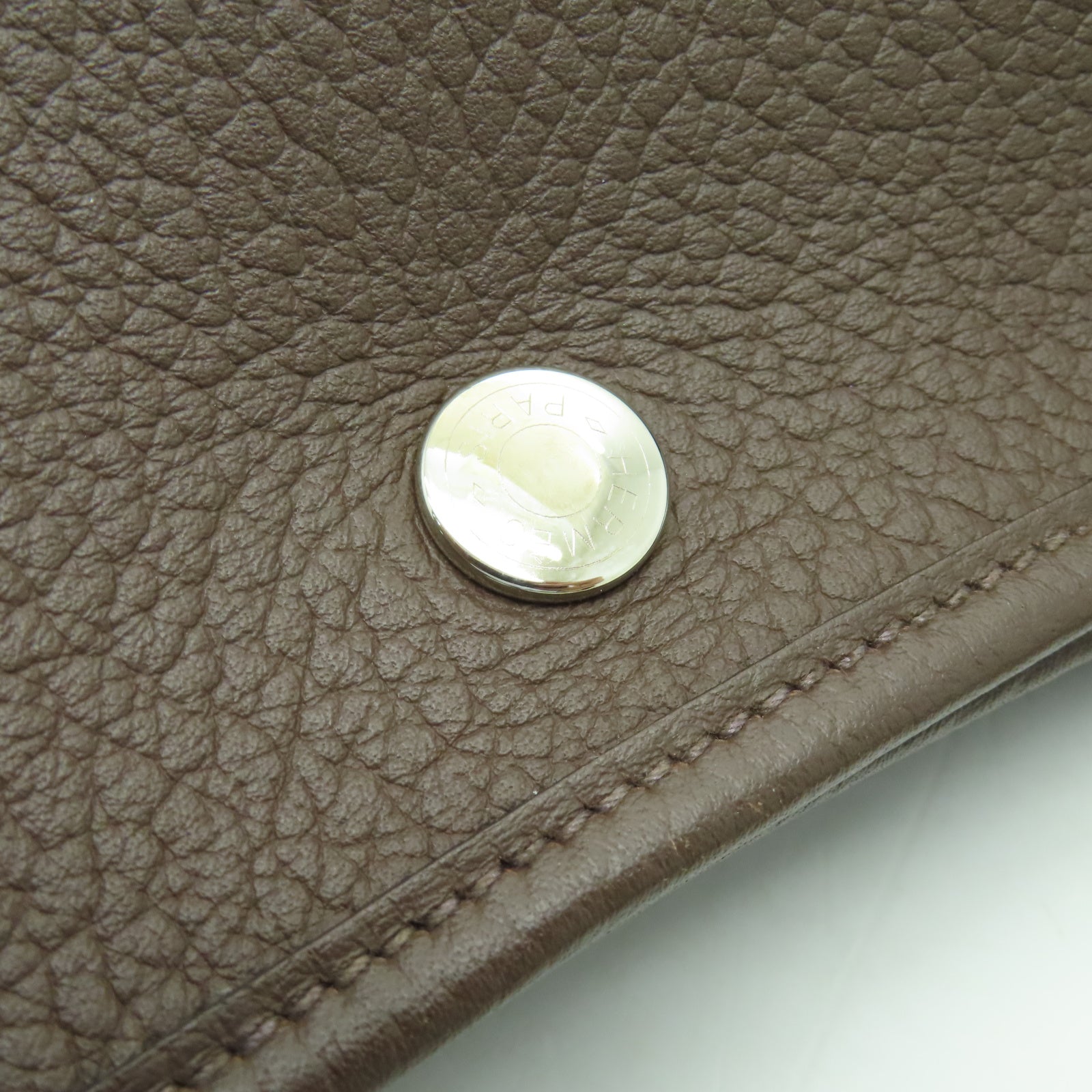 HERMES Negonda皮革Garden Party PM銀扣手挽袋可可色