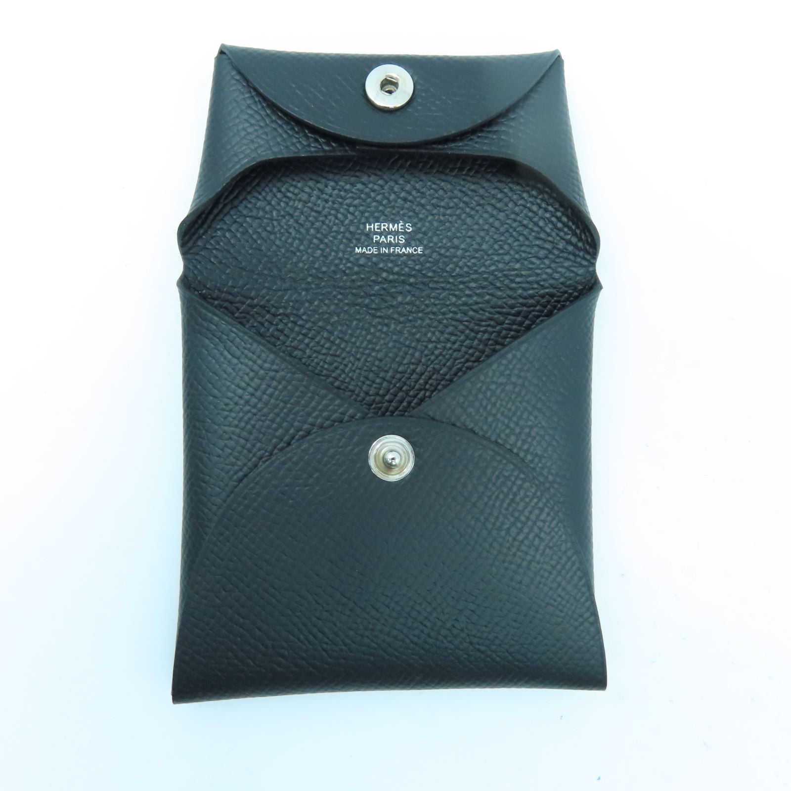 HERMES Epsom皮革Bastia零錢包黑色