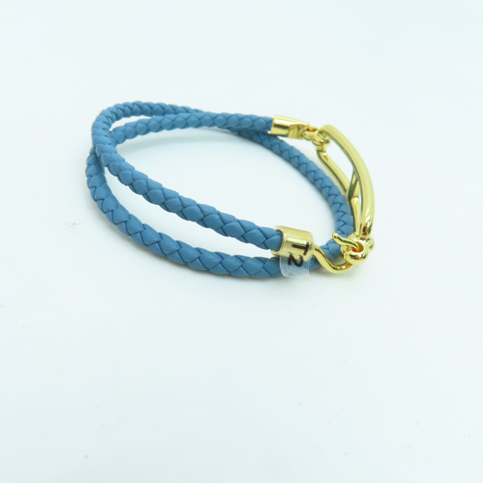 HERMES Swift皮革Roulis Double Tour Bracelet金扣手錬蓝色