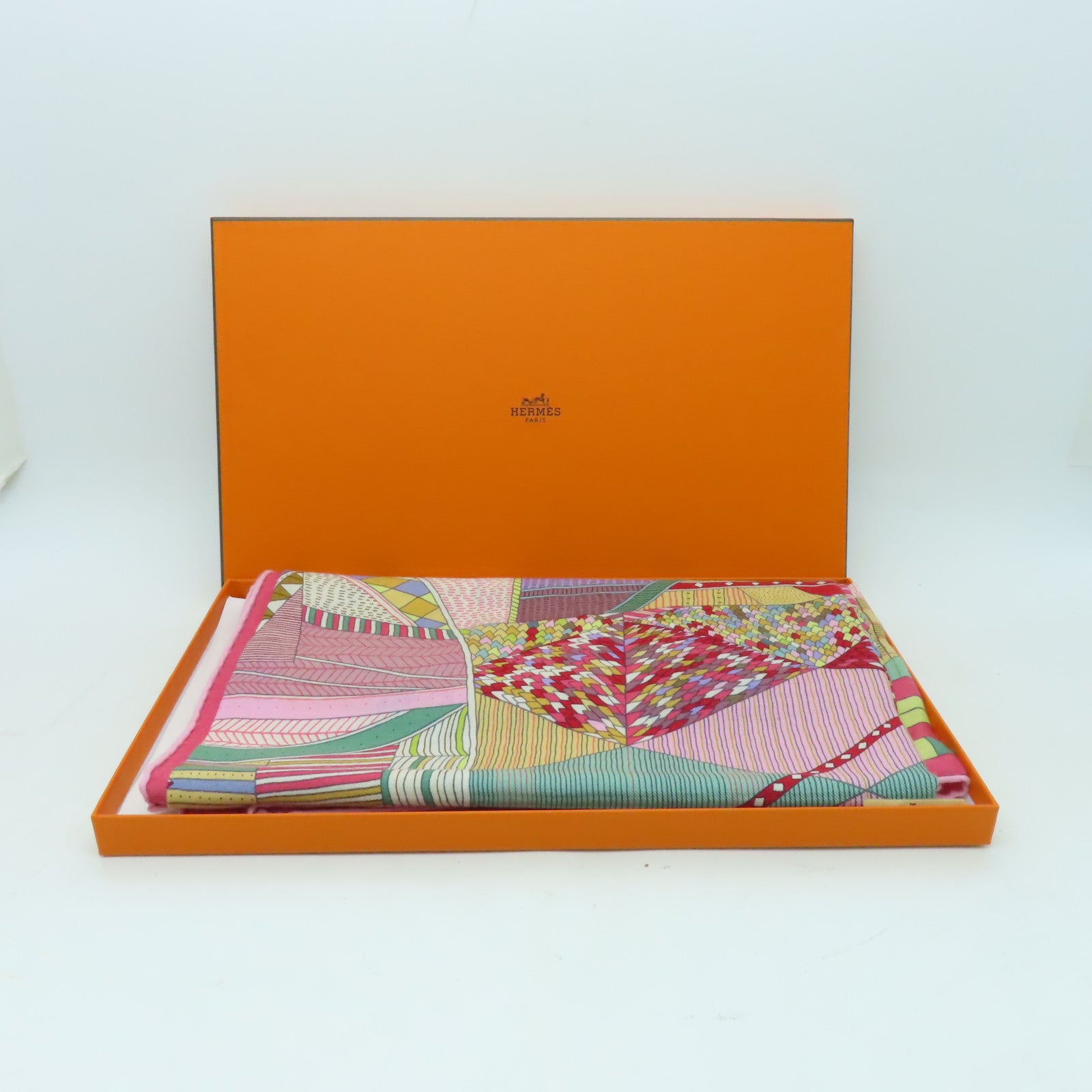 HERMES 羊絨/絲質Shawl 140x140絲巾粉紅色