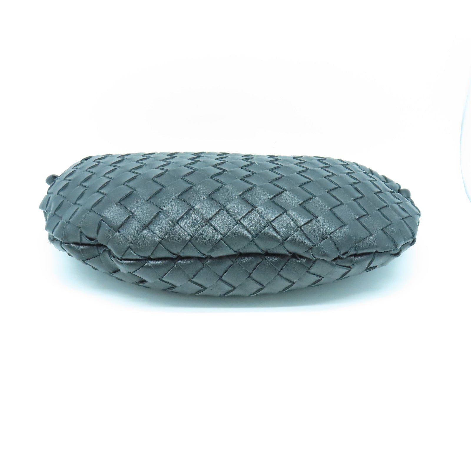 BOTTEGA VENETA 织纹皮革Handbag金扣手挽袋黑色