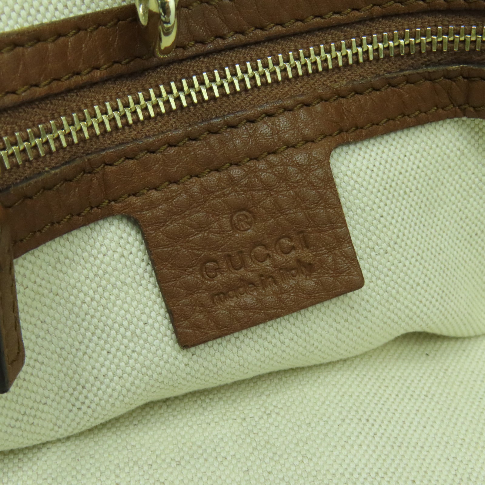 GUCCI 牛皮皮革Tote Bag金扣肩背袋啡色