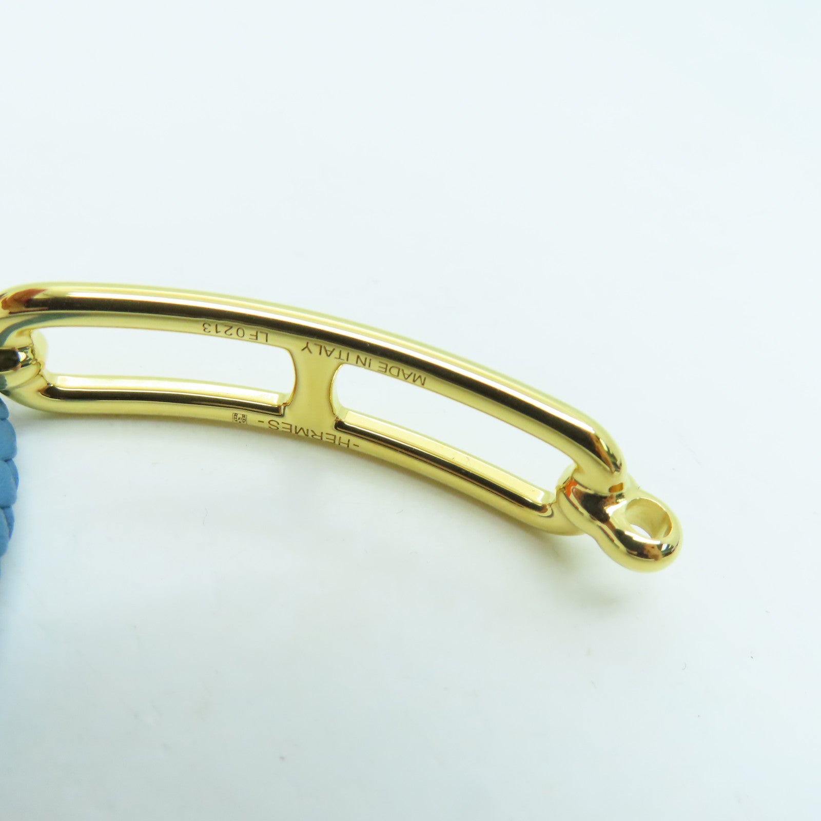 HERMES Swift皮革Roulis Double Tour Bracelet金扣手錬蓝色