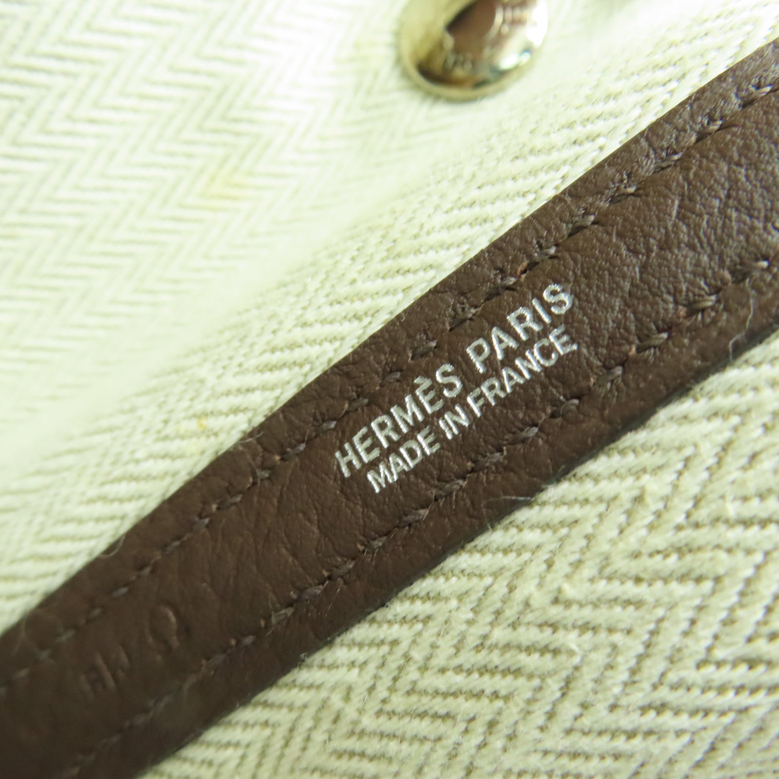 HERMES Negonda皮革Garden Party PM銀扣手挽袋可可色
