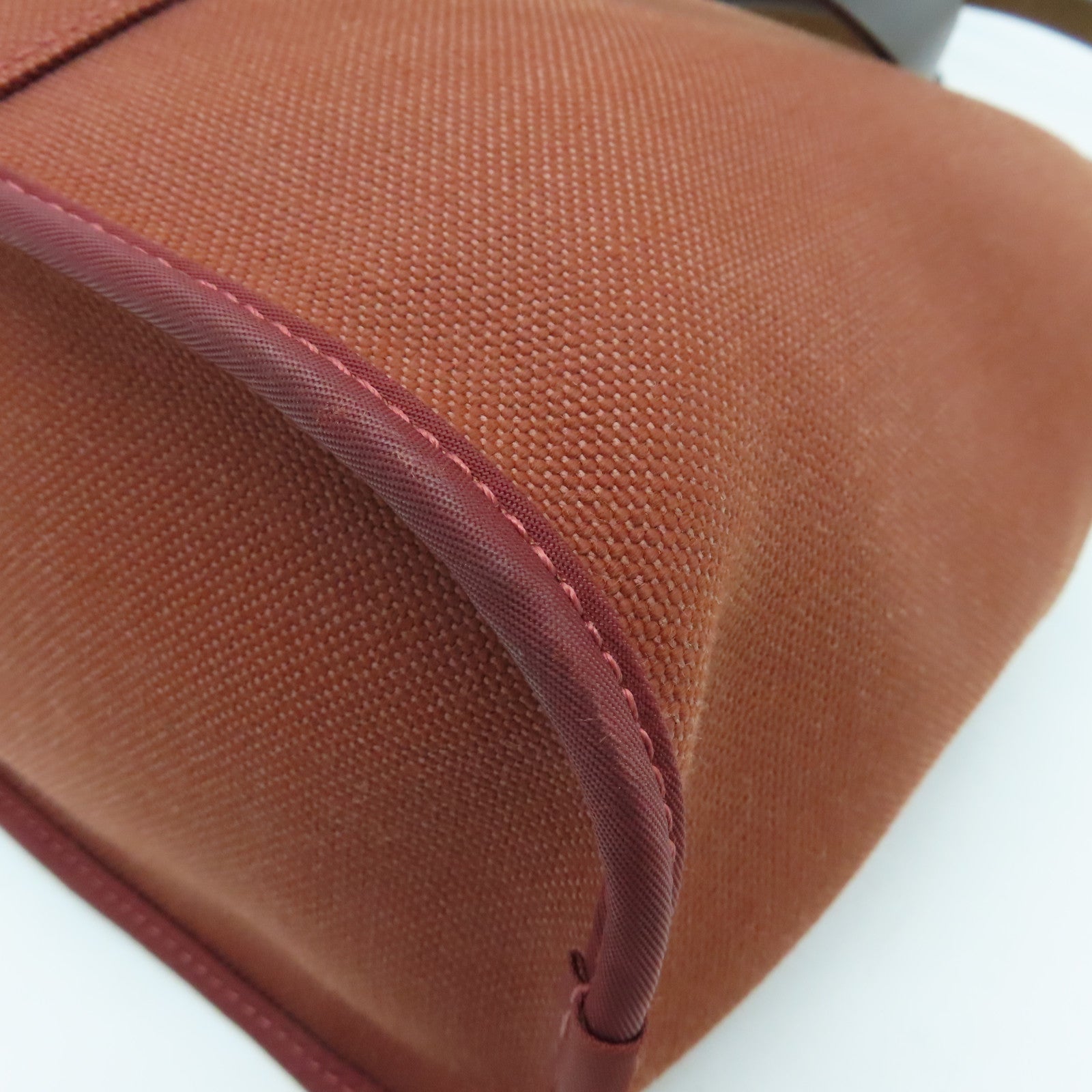 HERMES Canvas Cabag Silver Buckle Handle Shoulder Bag Brique Brown