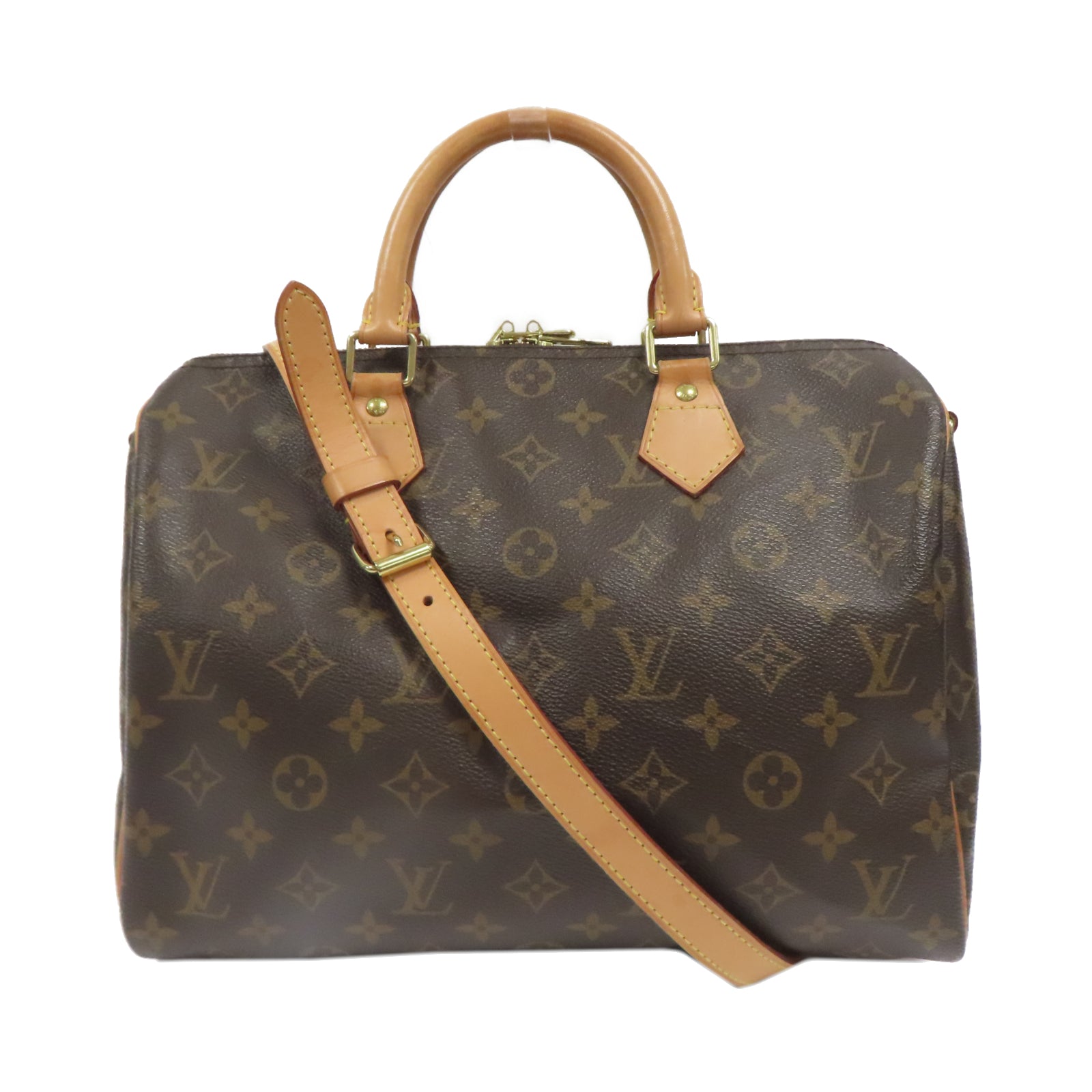 LOUIS VUITTON Monogram Speedy Bandouliere 30金扣手挽肩背兩用袋啡色
