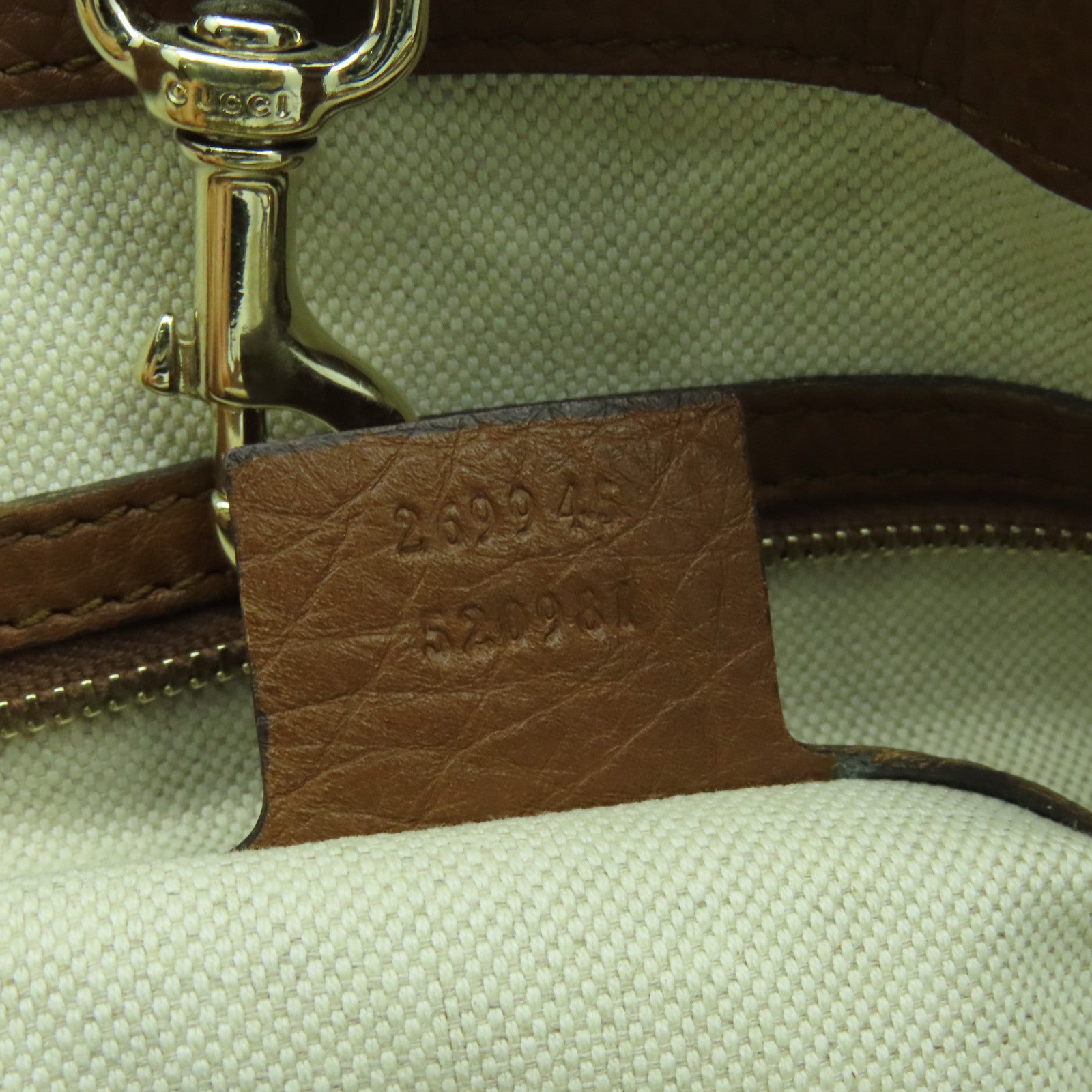 GUCCI 牛皮皮革Tote Bag金扣肩背袋啡色