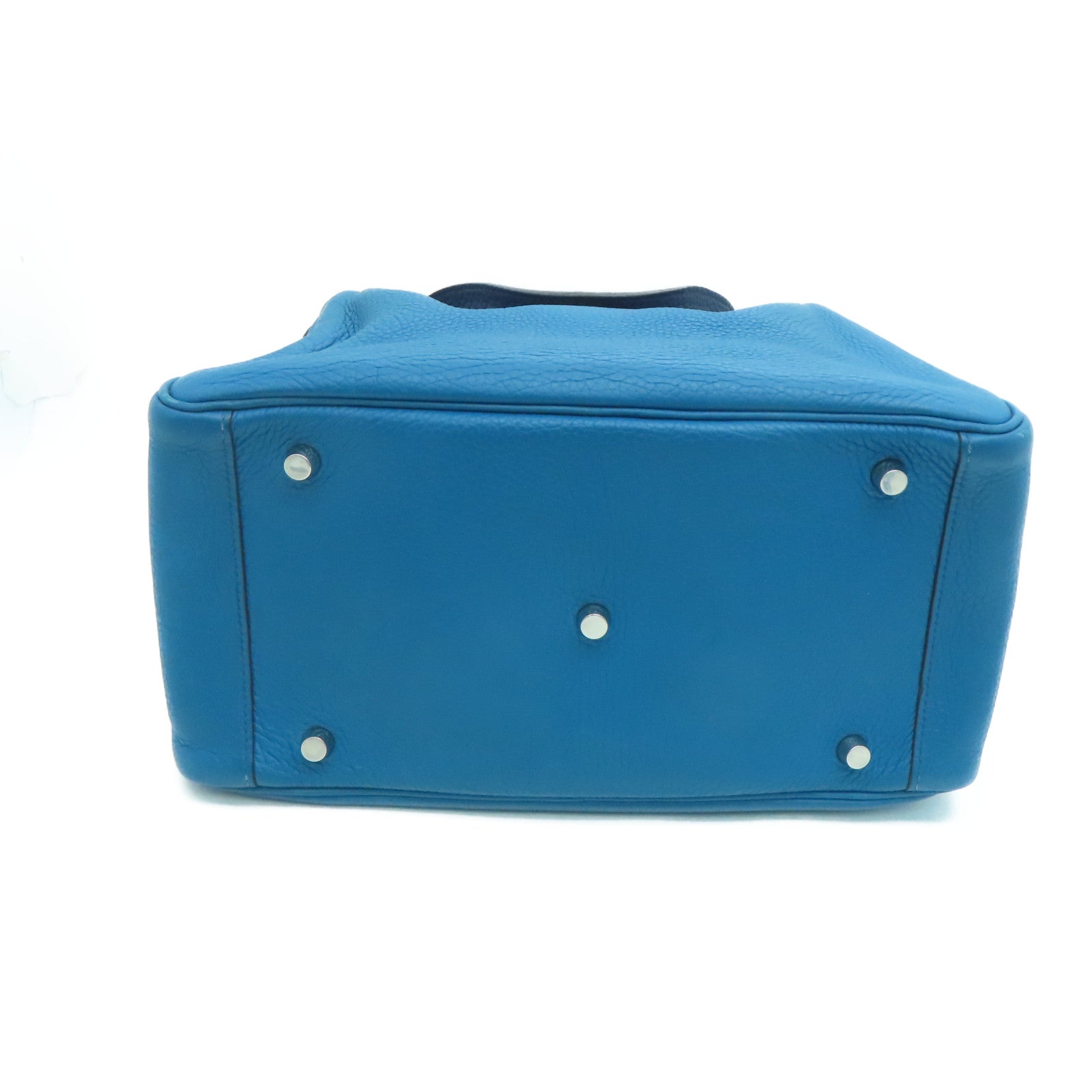 HERMES 【激減優惠】Clemence皮革Lindy 30 Shoulder Bag銀扣肩背袋伊玆密爾藍/Bleu Izmir/7W