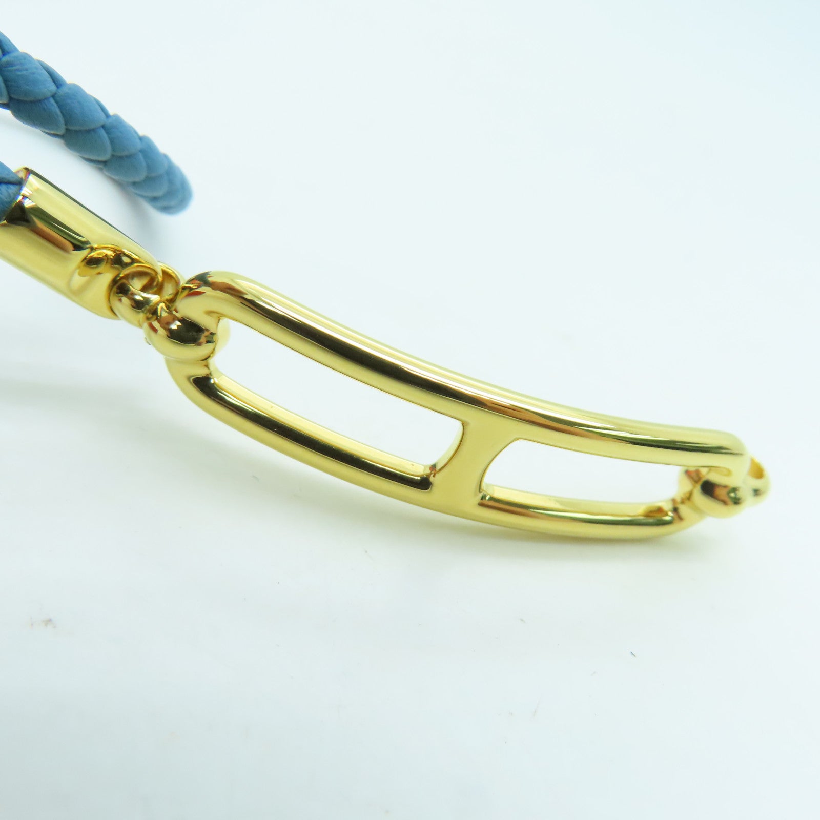 HERMES Swift皮革Roulis Double Tour Bracelet金扣手錬蓝色