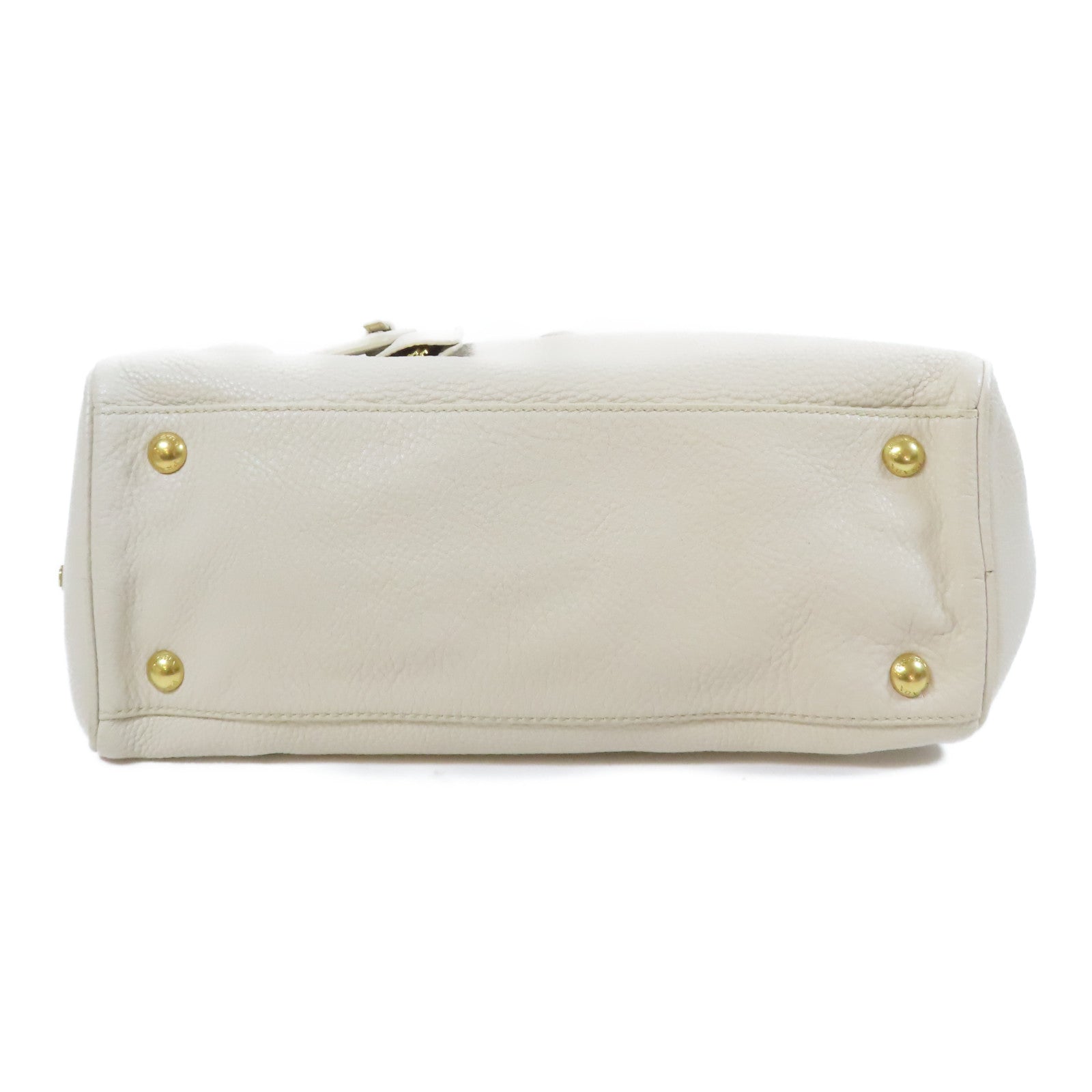 PRADA 牛皮皮革Shoulder Bag金扣鏈帶肩背袋米色
