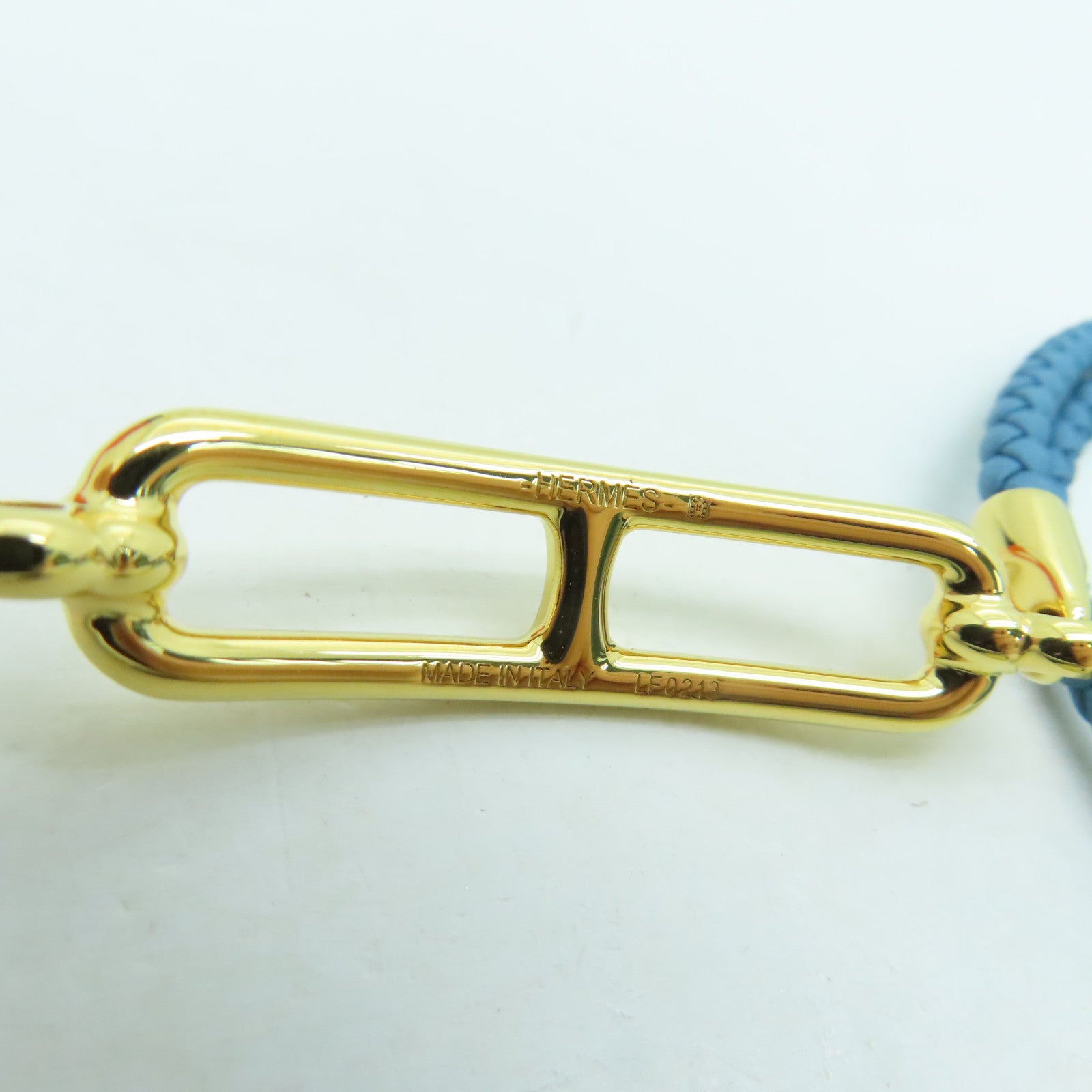 HERMES Swift皮革Roulis Double Tour Bracelet金扣手錬蓝色