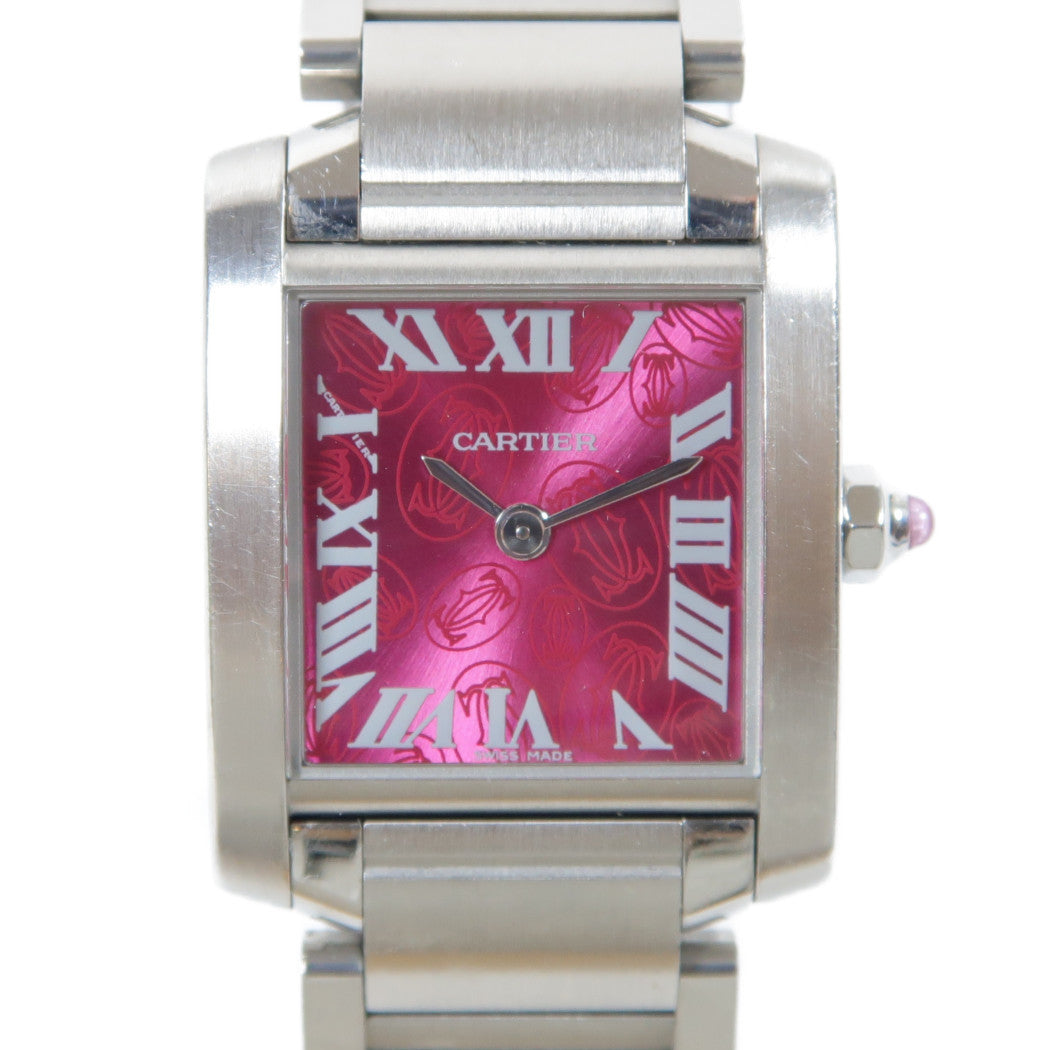 CARTIER Vintage Tank Francaise不鏽鋼手錶石英機芯粉紅色