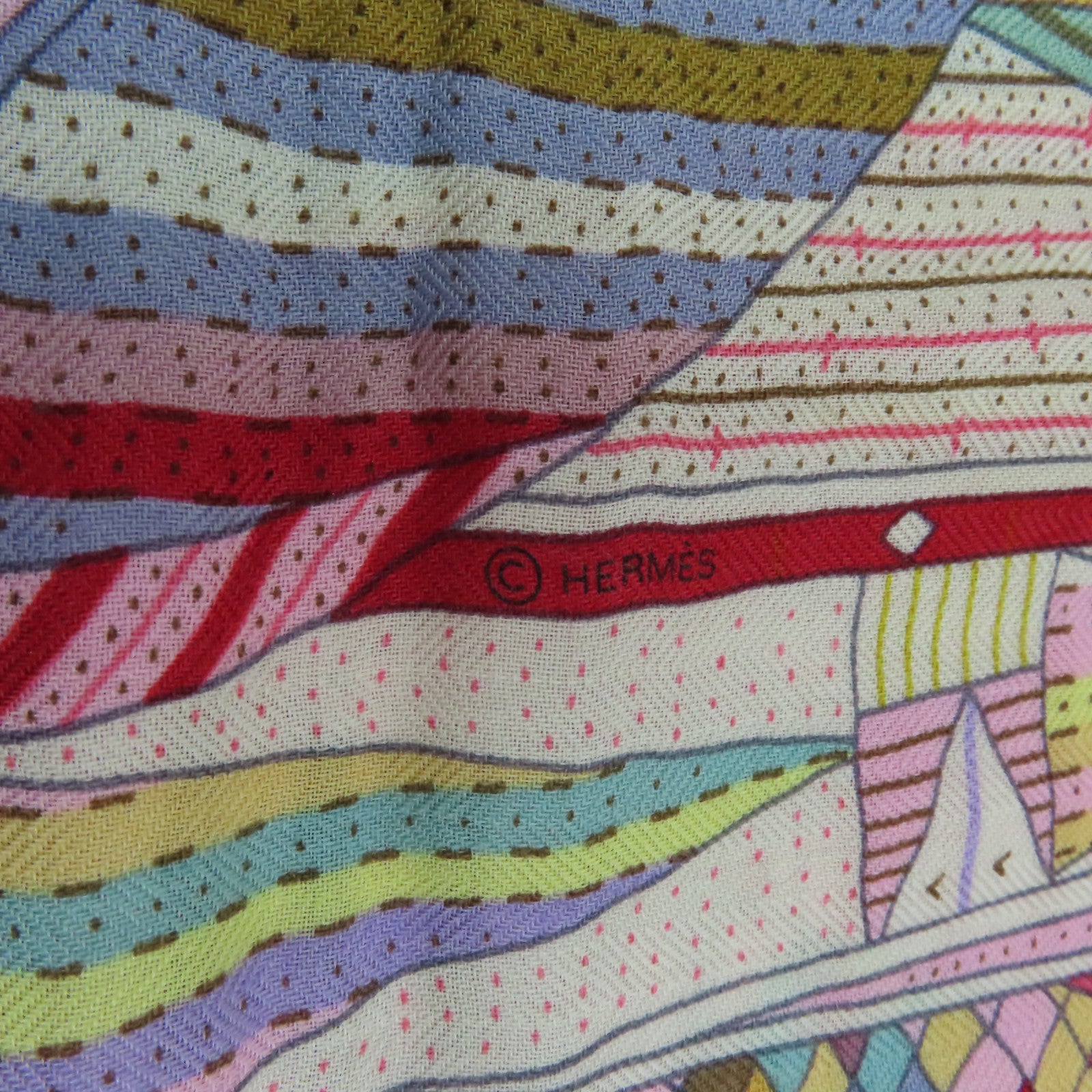 HERMES 羊絨/絲質Shawl 140x140絲巾粉紅色