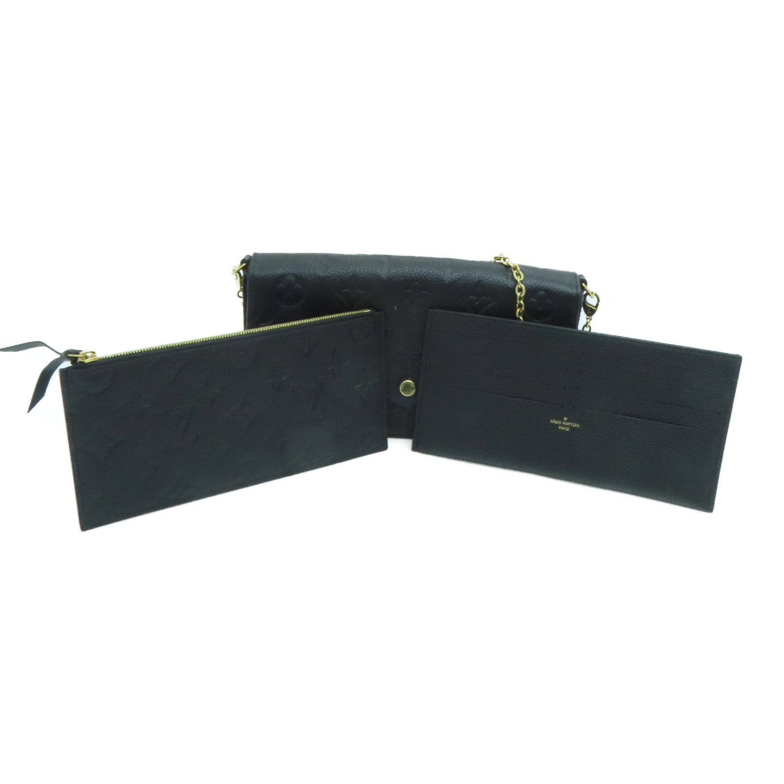 LOUIS VUITTON Monogram EmpreinteFelicie Pochette金扣肩背袋黑色