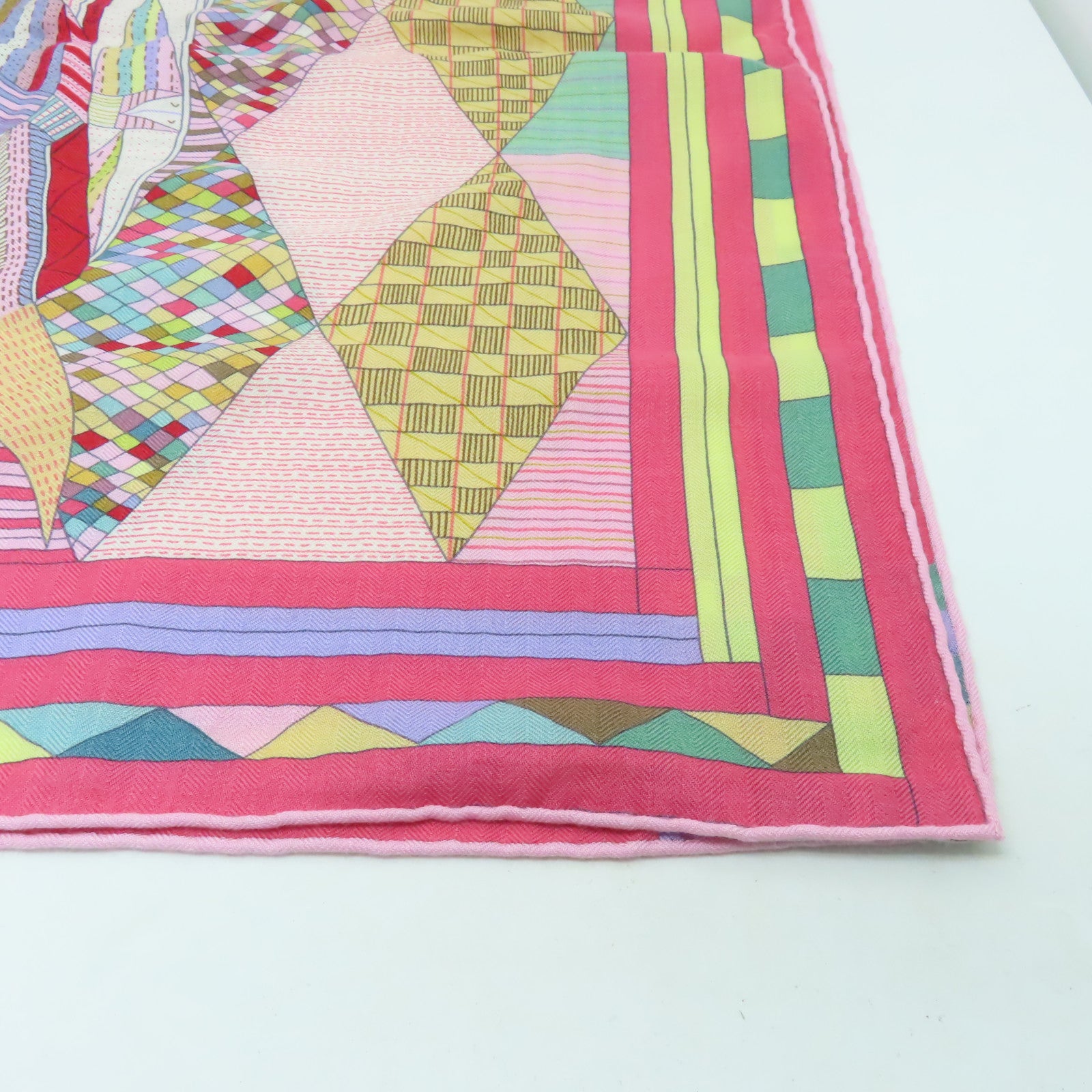 HERMES 羊絨/絲質Shawl 140x140絲巾粉紅色