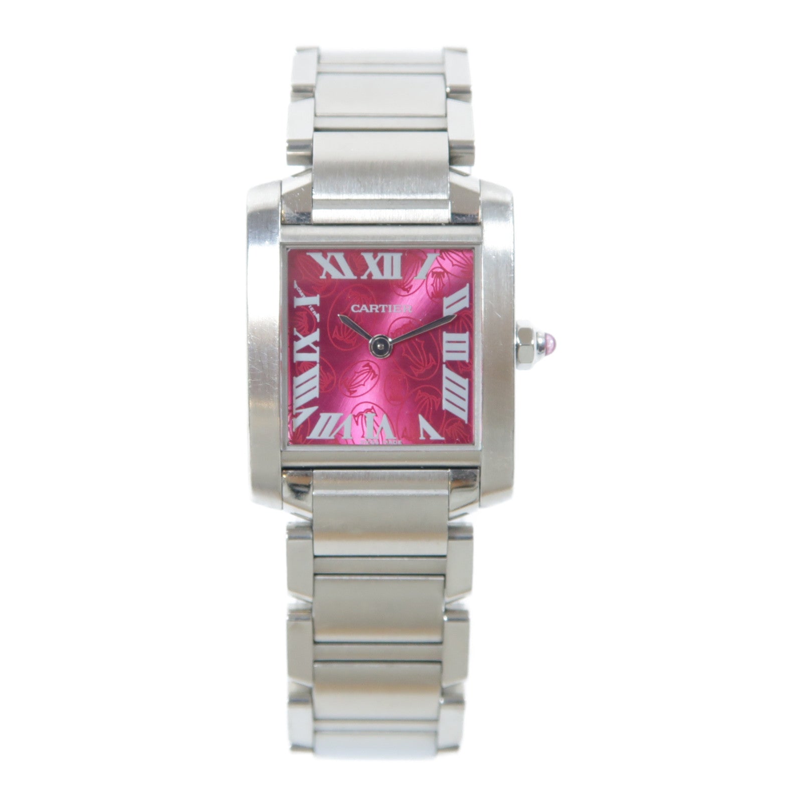 CARTIER Vintage Tank Francaise不鏽鋼手錶石英機芯粉紅色