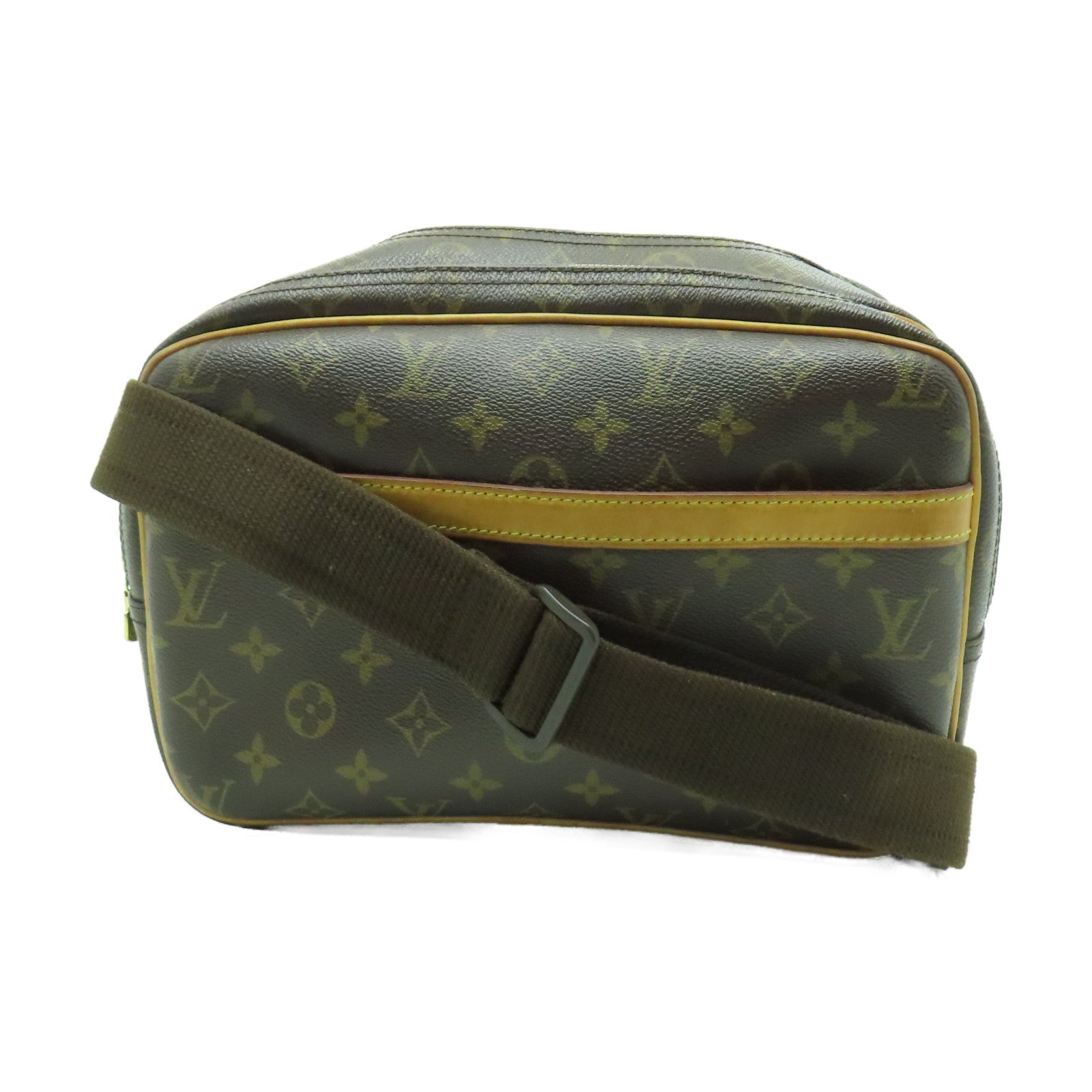 LOUIS VUITTON Monogram Reporter PM金扣肩背袋啡色