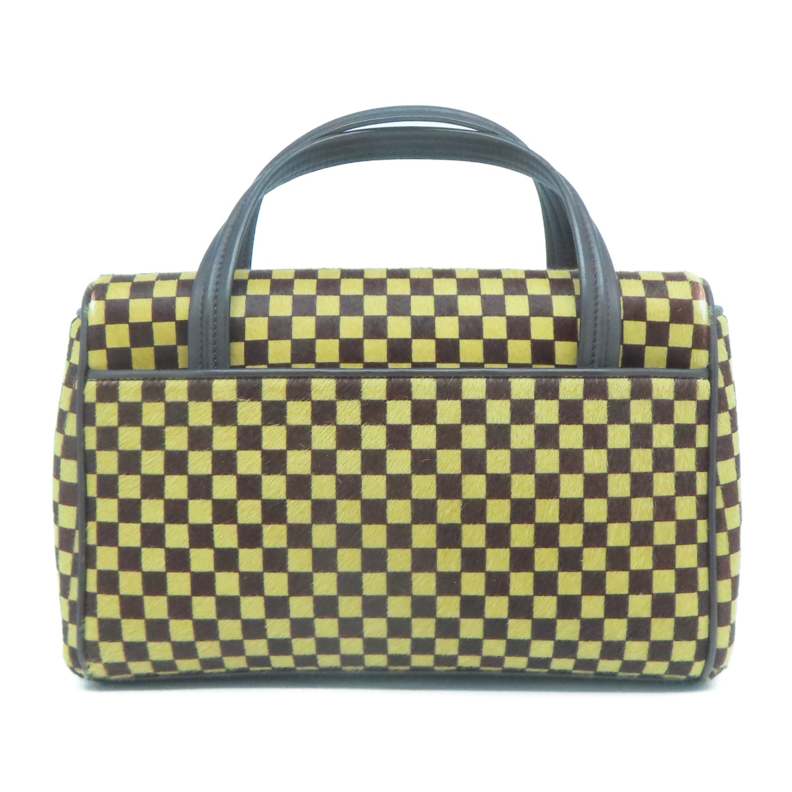 LOUIS VUITTON 【激減優惠】馬毛Damier Sauvage Lioune金扣手挽袋啡色