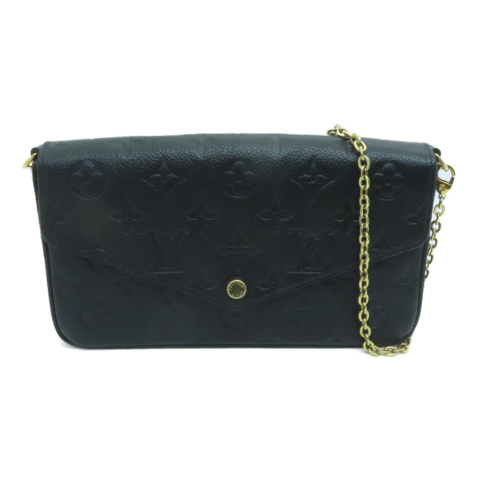 LOUIS VUITTON Monogram EmpreinteFelicie Pochette金扣肩背袋黑色