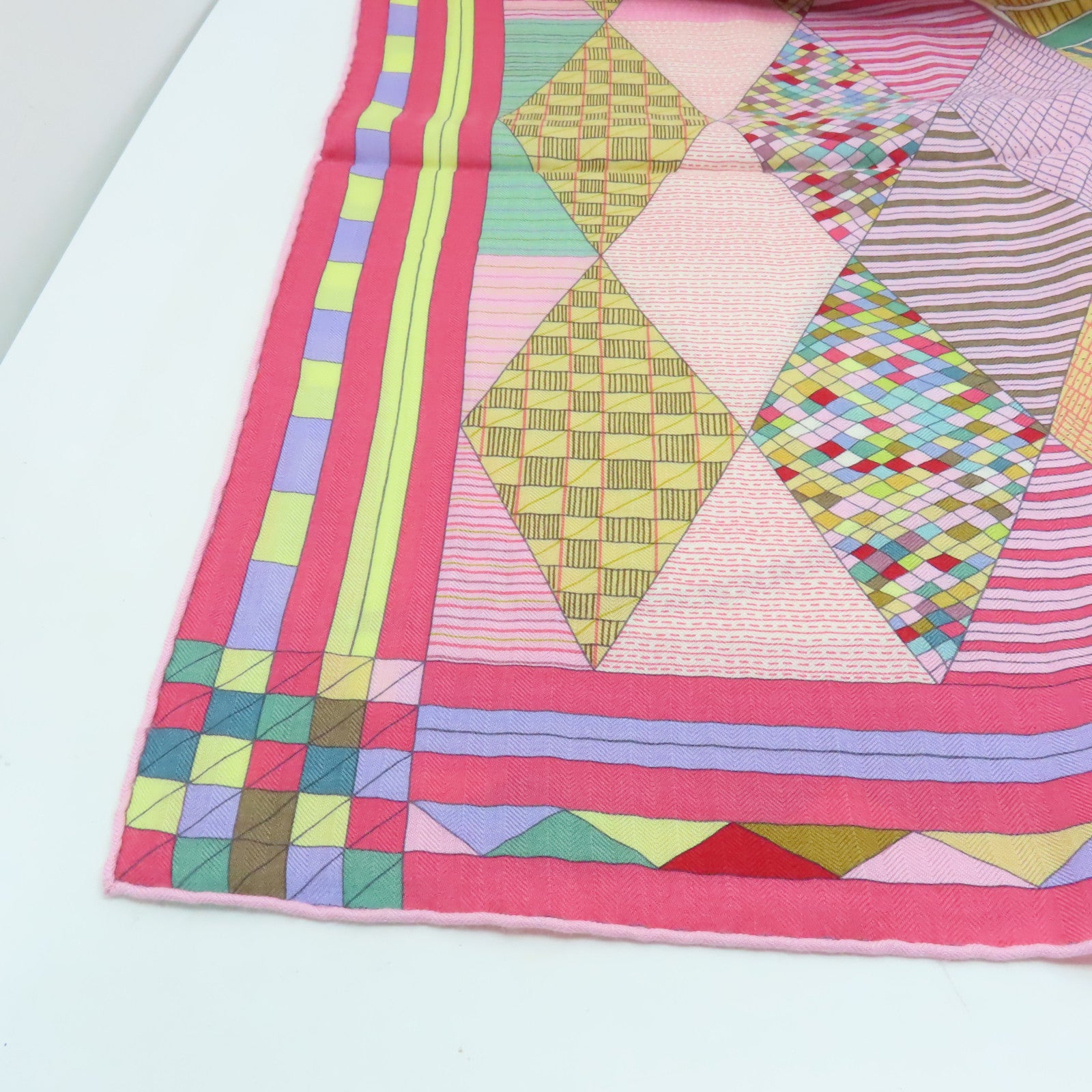 HERMES 羊絨/絲質Shawl 140x140絲巾粉紅色