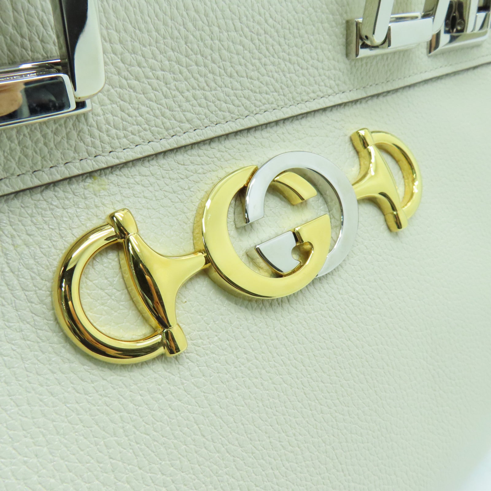 GUCCI 牛皮皮革2 Way Shoulder銀扣/金扣手挽肩背兩用袋白色