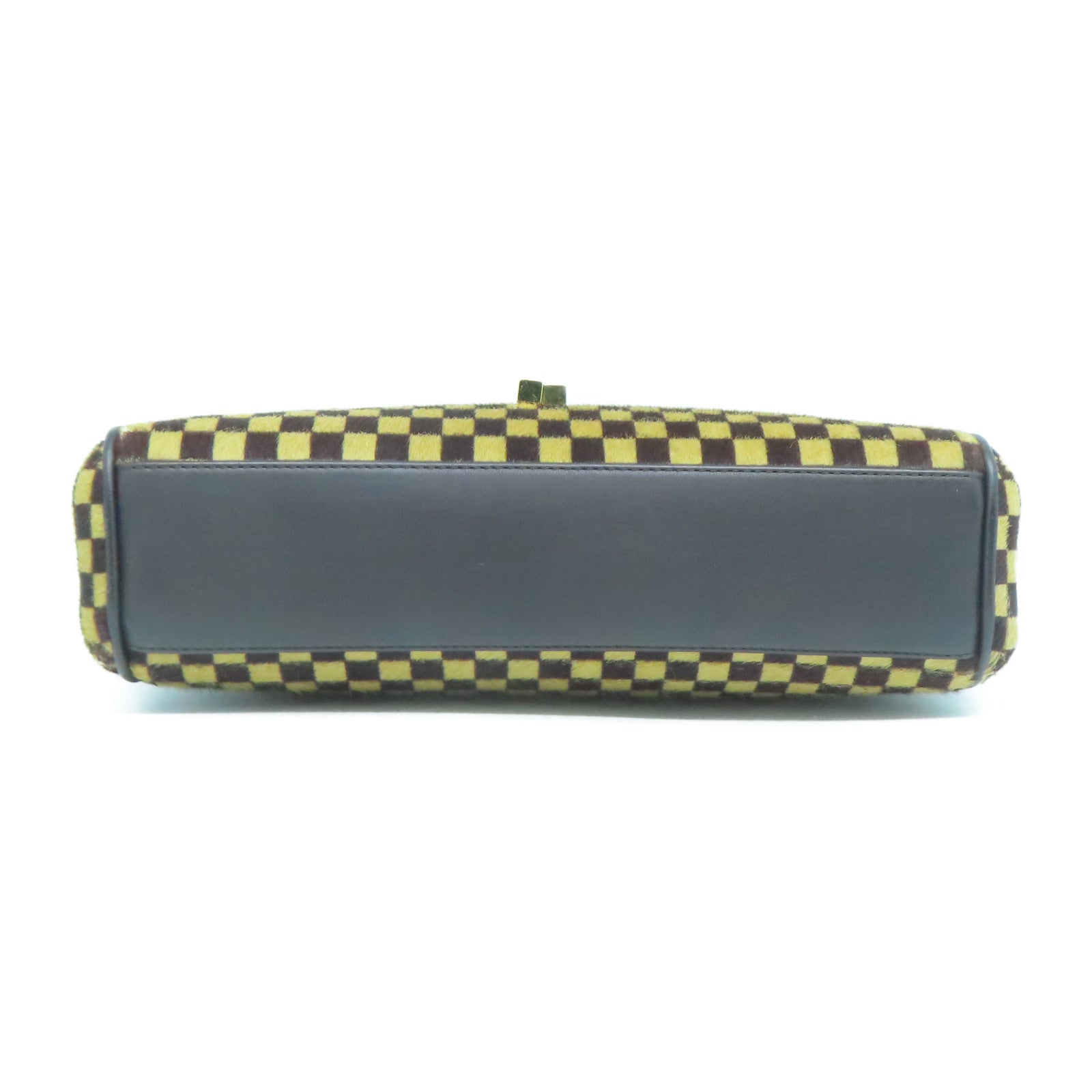 LOUIS VUITTON 【激減優惠】馬毛Damier Sauvage Lioune金扣手挽袋啡色