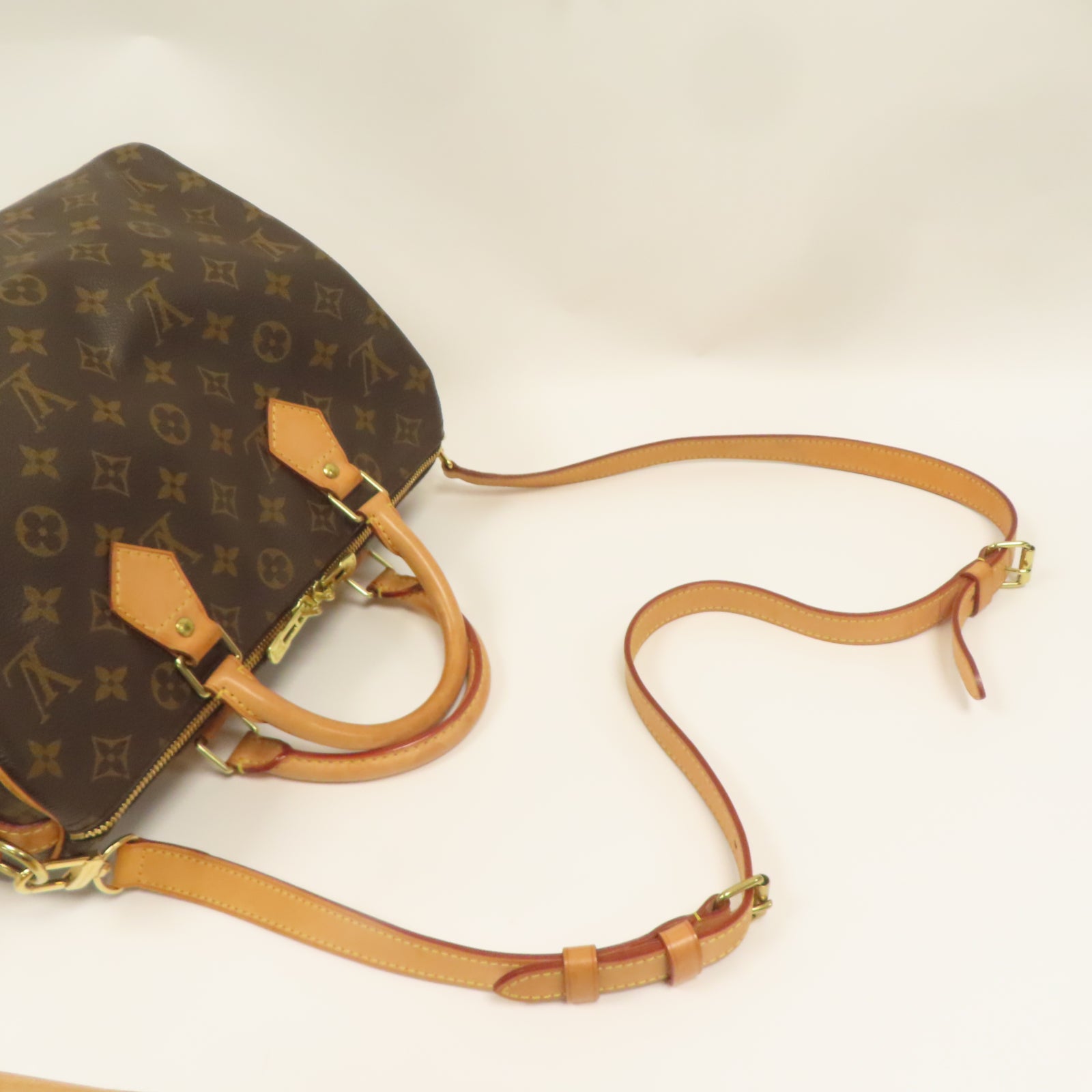 LOUIS VUITTON Monogram Speedy Bandouliere 30金扣手挽肩背兩用袋啡色