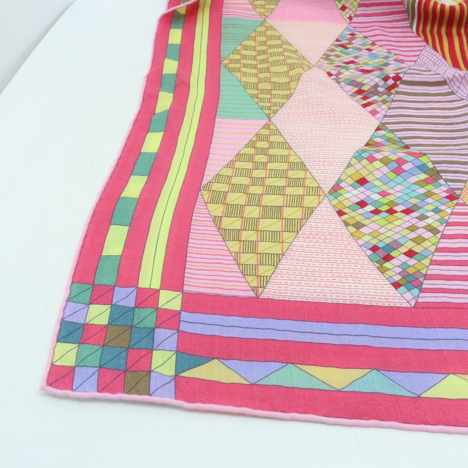 HERMES 羊絨/絲質Shawl 140x140絲巾粉紅色