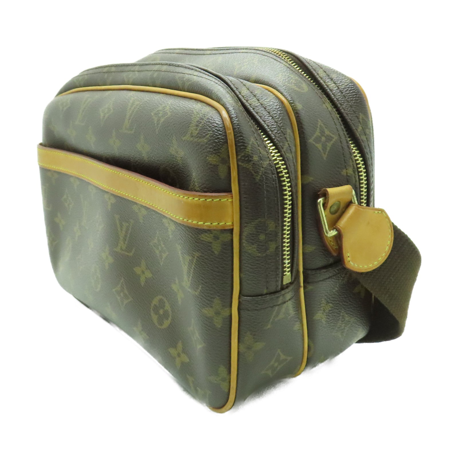 LOUIS VUITTON Monogram Reporter PM金扣肩背袋啡色