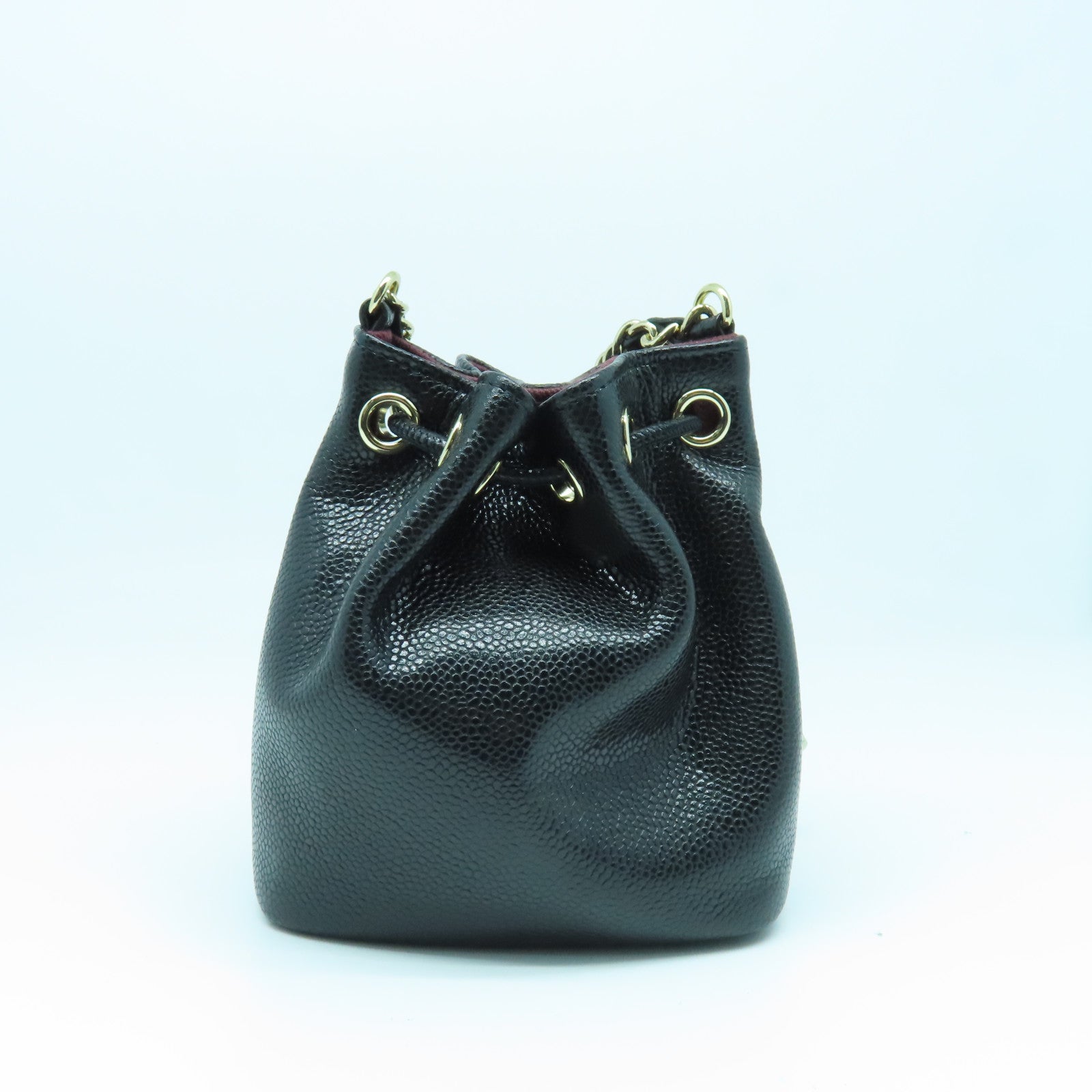CHANEL 菱格Caviar皮革Chain Shoulder Bag金扣链带肩背袋黑色
