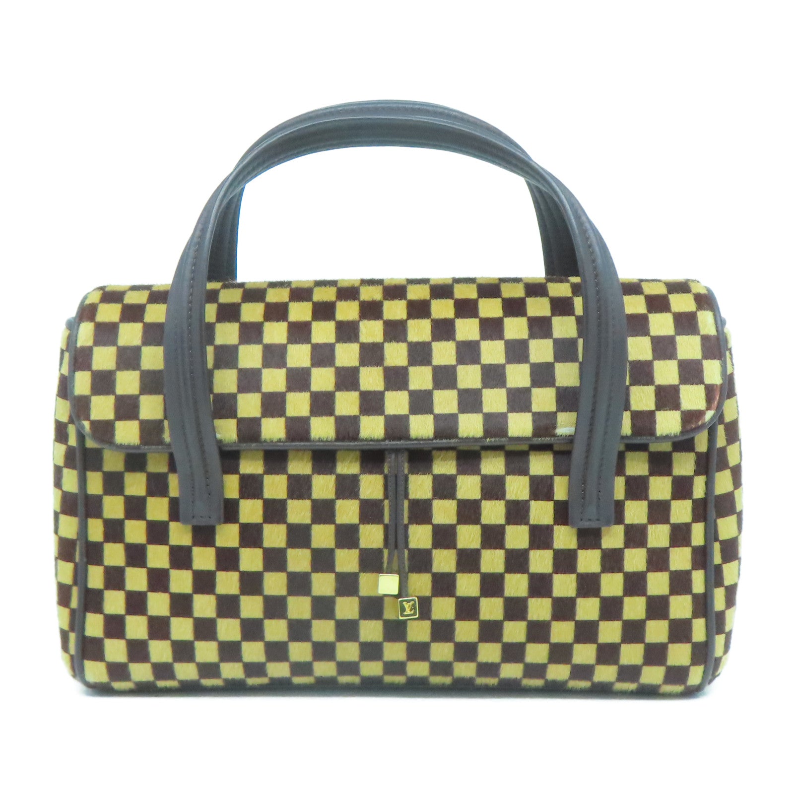 LOUIS VUITTON 【激減優惠】馬毛Damier Sauvage Lioune金扣手挽袋啡色