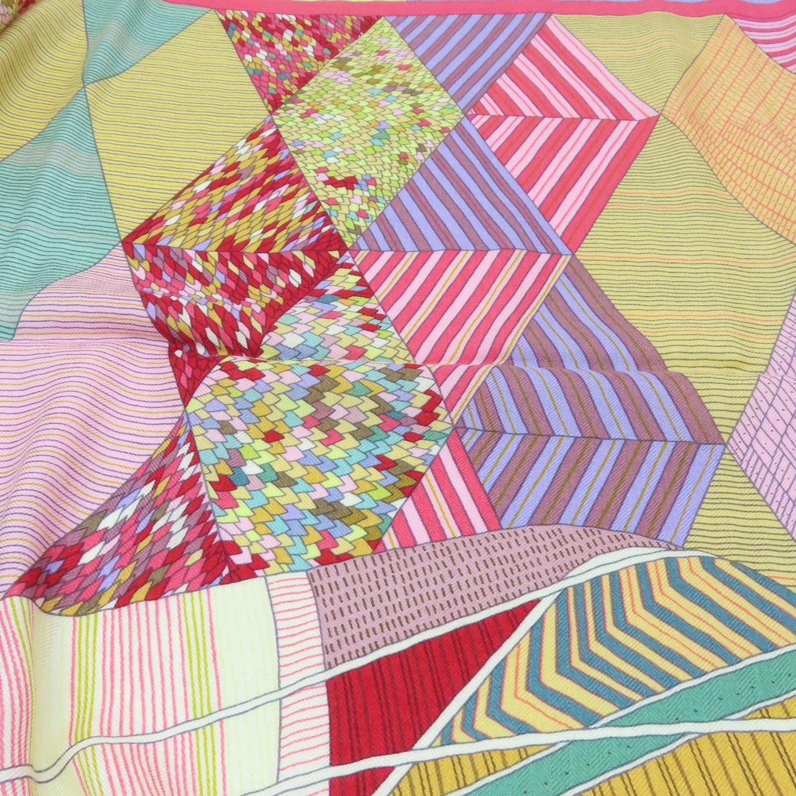 HERMES 羊絨/絲質Shawl 140x140絲巾粉紅色