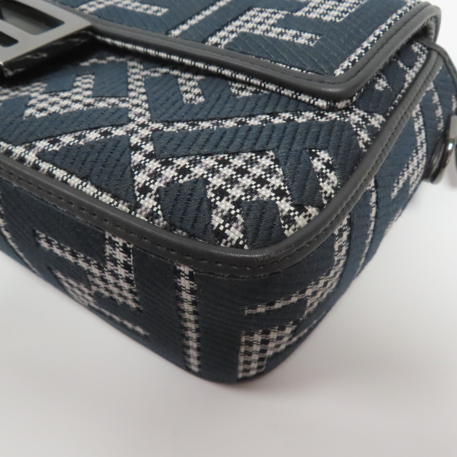 FENDI 帆布/牛皮皮革2 Way Shoulder銀扣手挽肩背兩用袋灰色