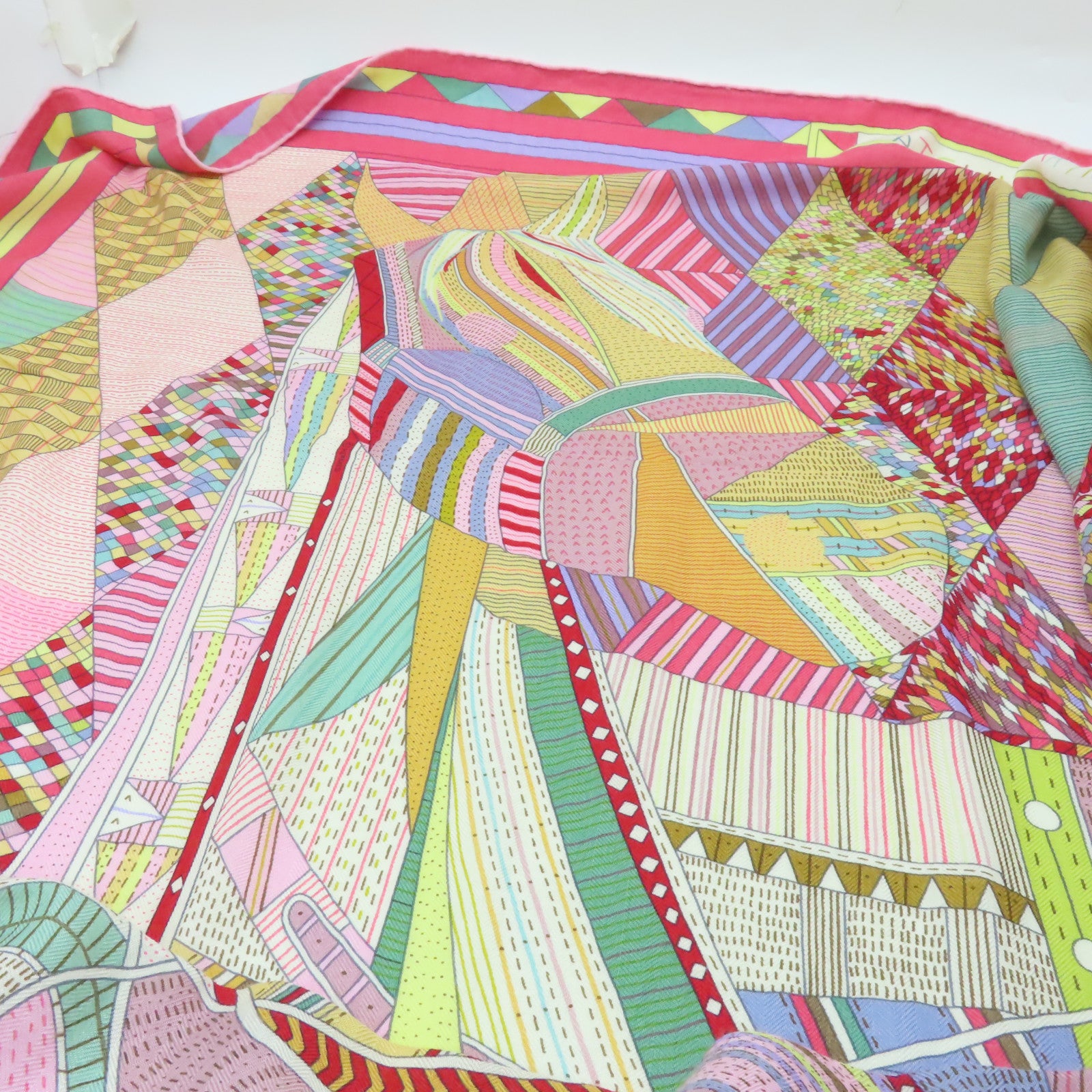 HERMES 羊絨/絲質Shawl 140x140絲巾粉紅色