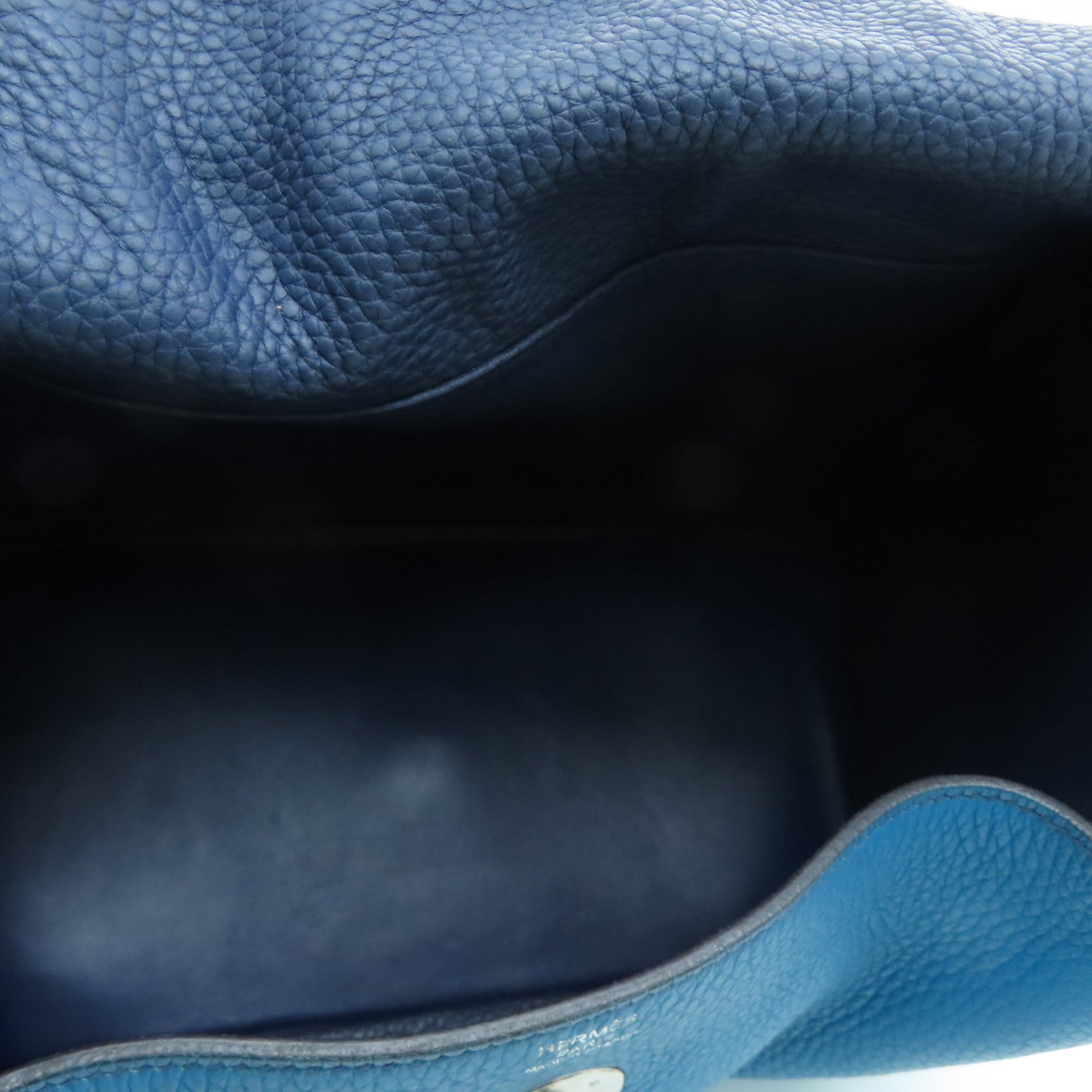 HERMES 【激減優惠】Clemence皮革Lindy 30 Shoulder Bag銀扣肩背袋伊玆密爾藍/Bleu Izmir/7W