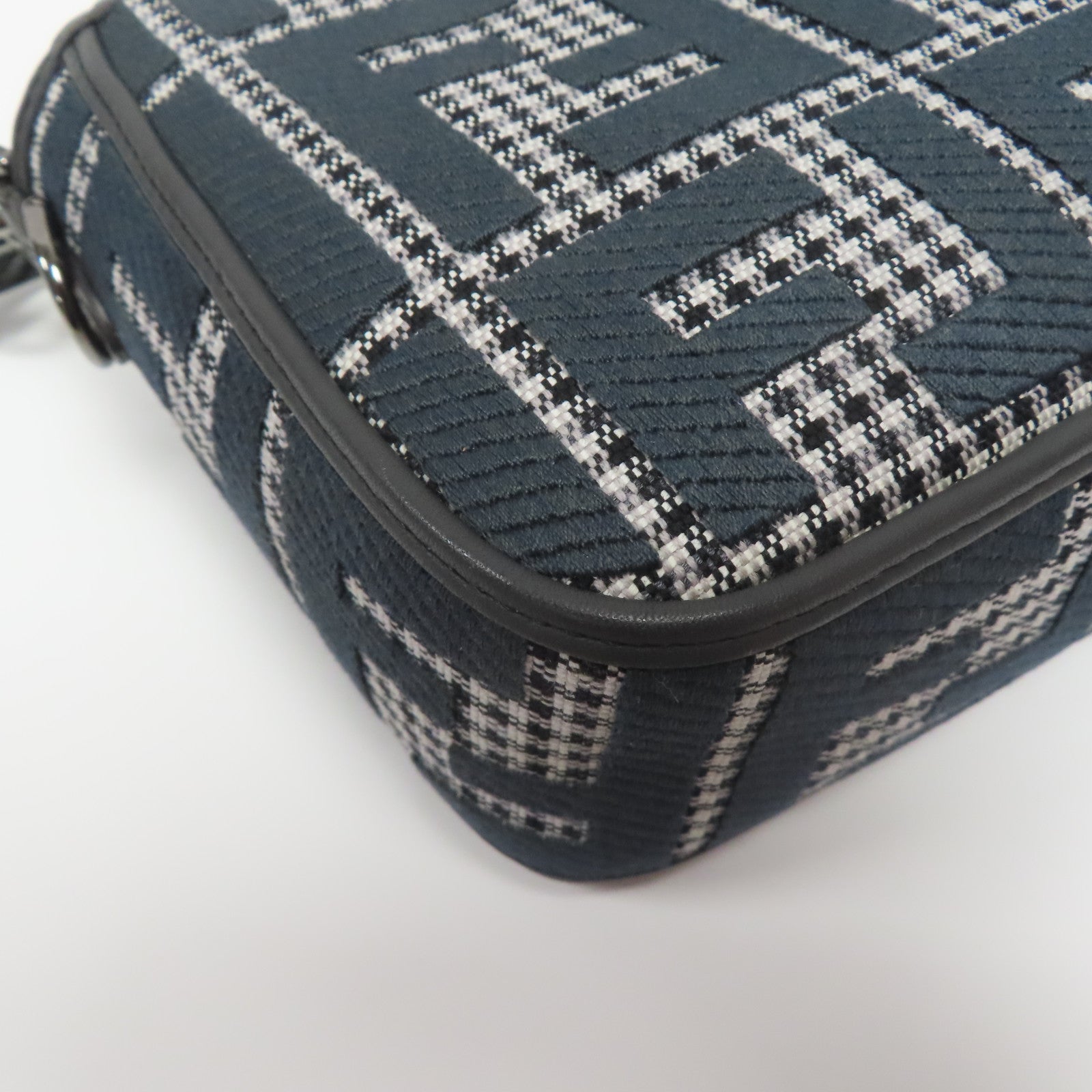 FENDI 帆布/牛皮皮革2 Way Shoulder銀扣手挽肩背兩用袋灰色