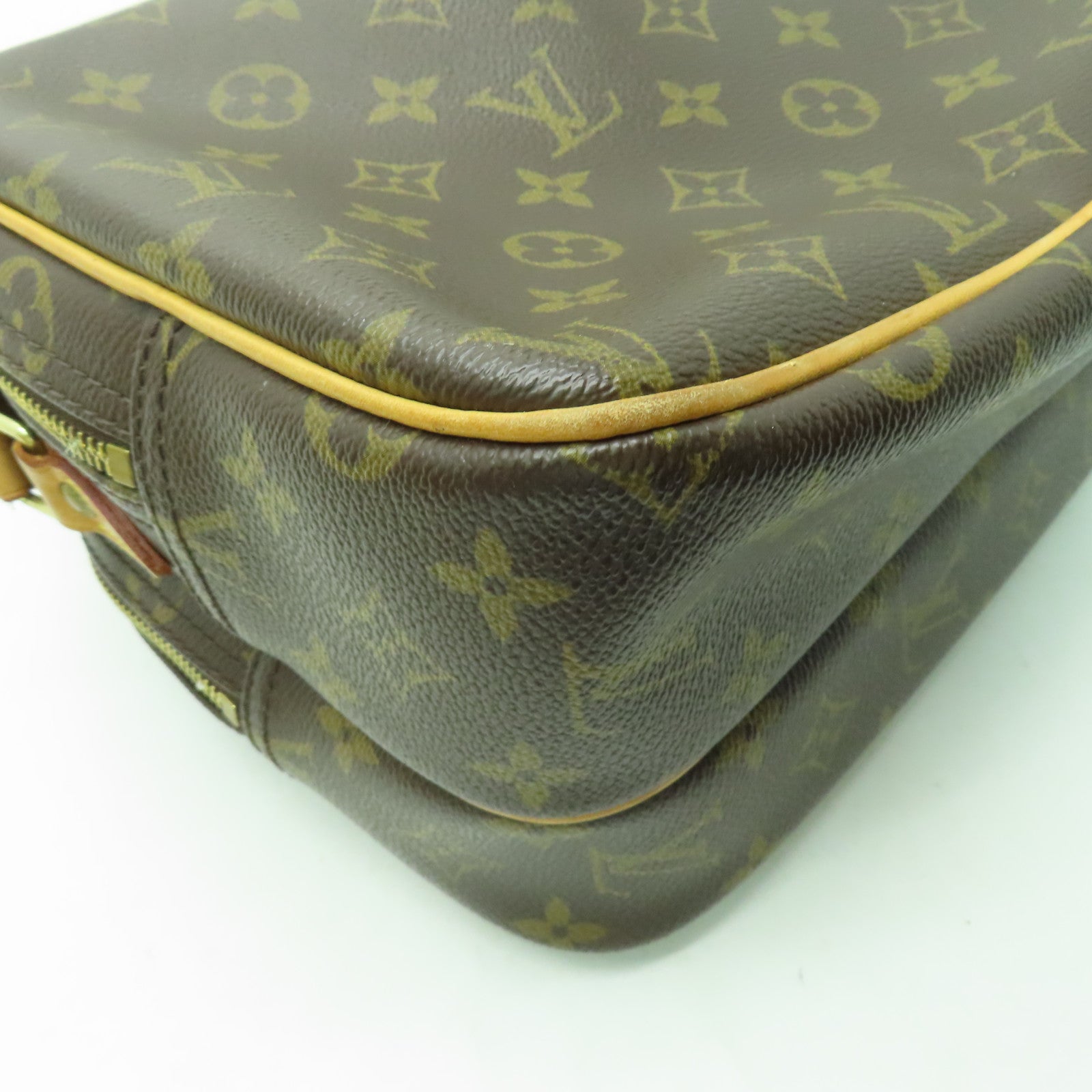 LOUIS VUITTON Monogram Reporter PM金扣肩背袋啡色