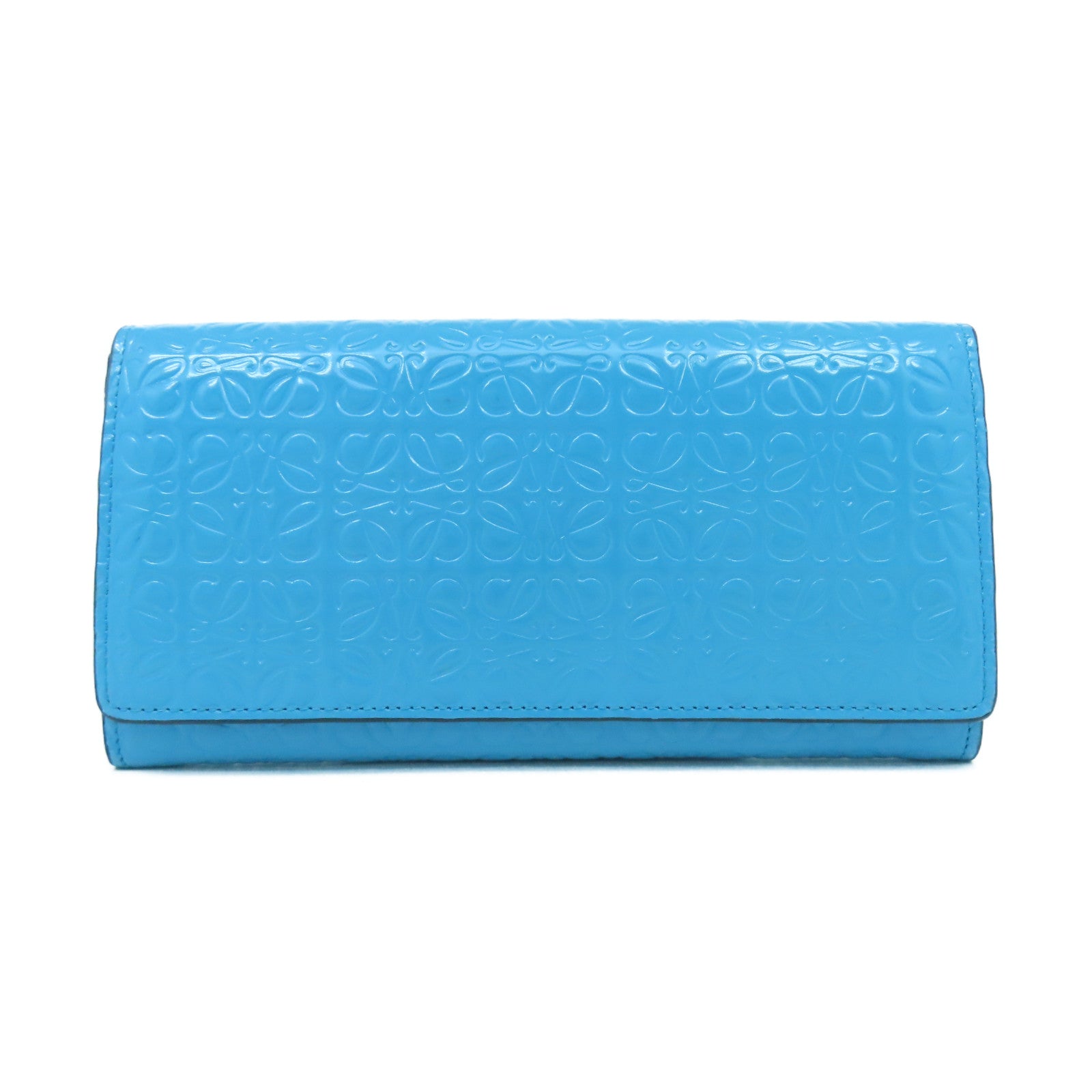 LOEWE 牛皮皮革Long Wallet銀扣長錢包藍色