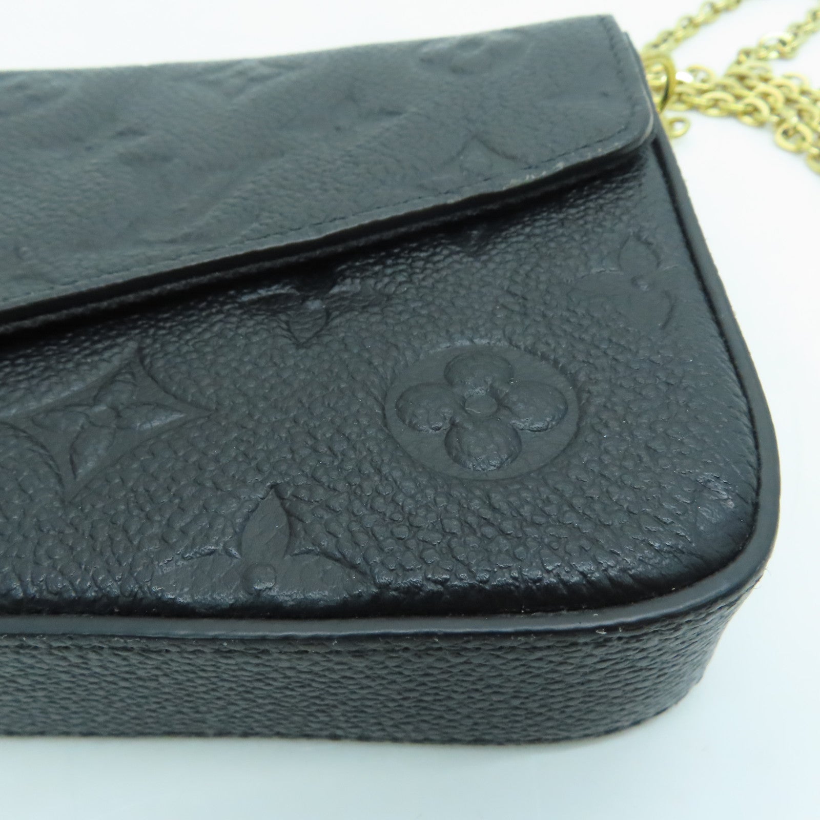 LOUIS VUITTON Monogram EmpreinteFelicie Pochette金扣肩背袋黑色