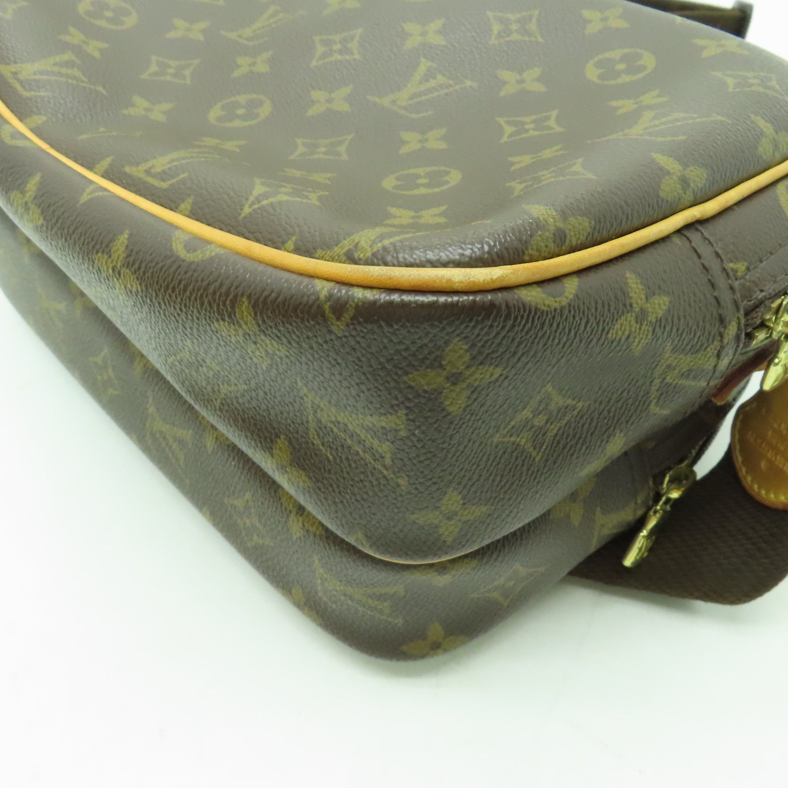 LOUIS VUITTON Monogram Reporter PM金扣肩背袋啡色