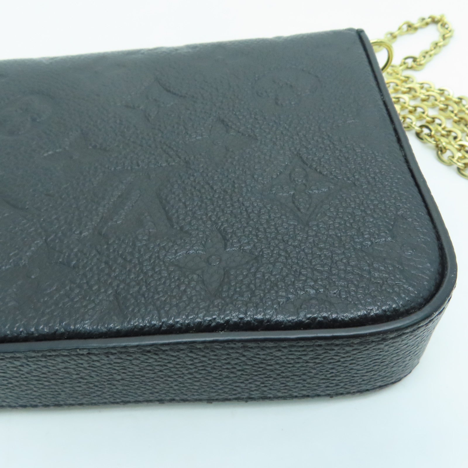 LOUIS VUITTON Monogram EmpreinteFelicie Pochette金扣肩背袋黑色