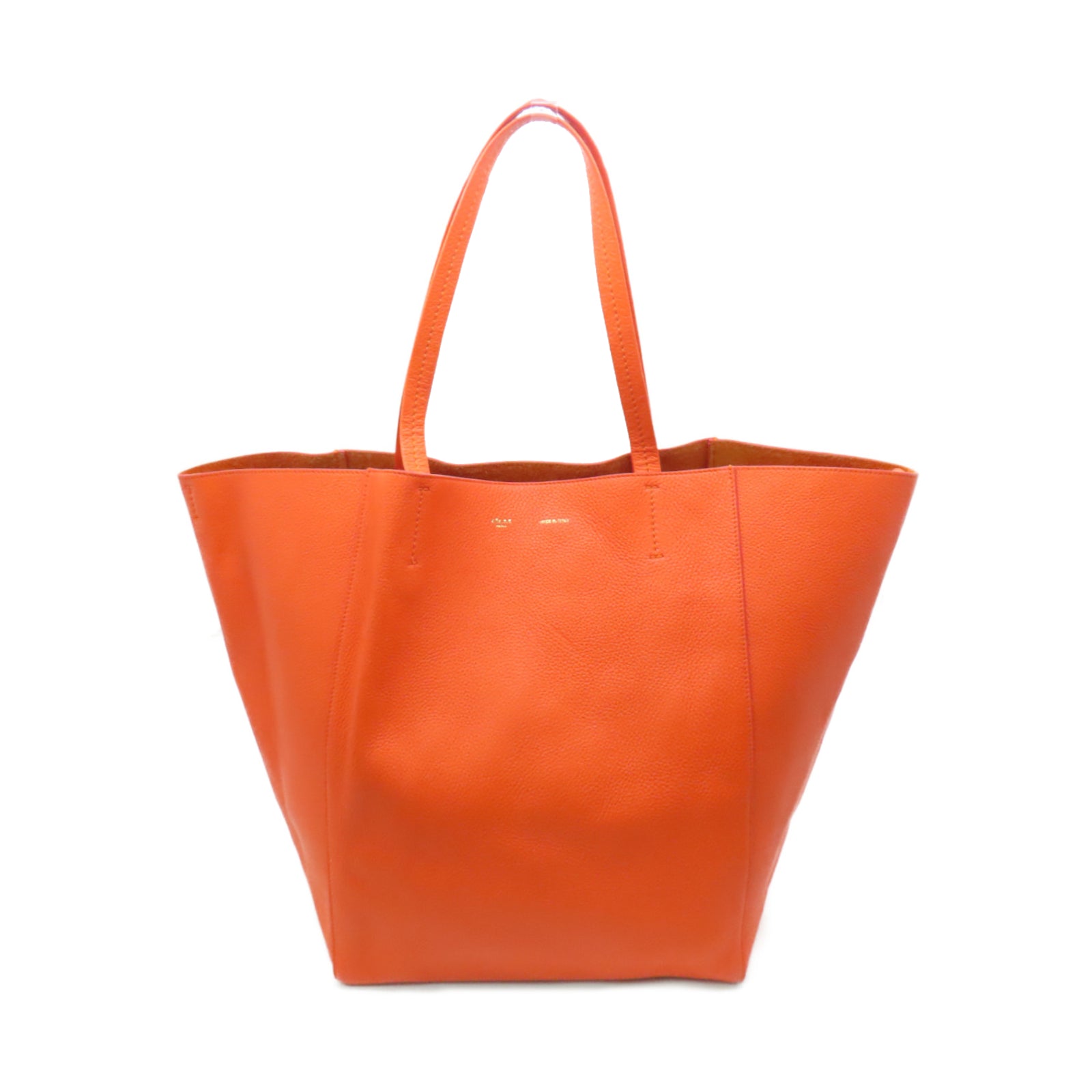 CELINE 皮革Shoulder Bag金扣肩背袋橙色