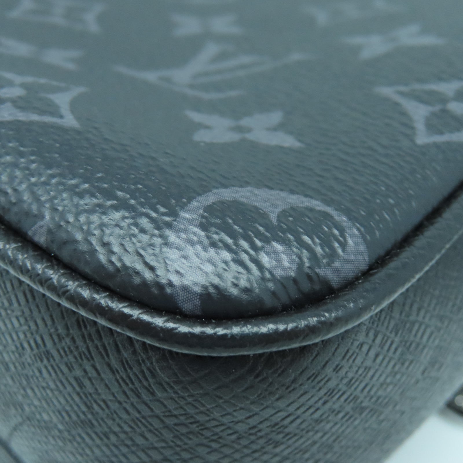LOUIS VUITTON Monogram Graphite Outdoor Silver Buckle Shoulder Bag Black