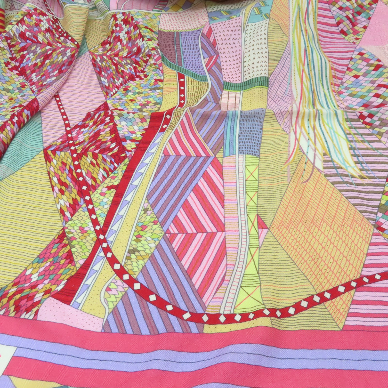 HERMES 羊絨/絲質Shawl 140x140絲巾粉紅色