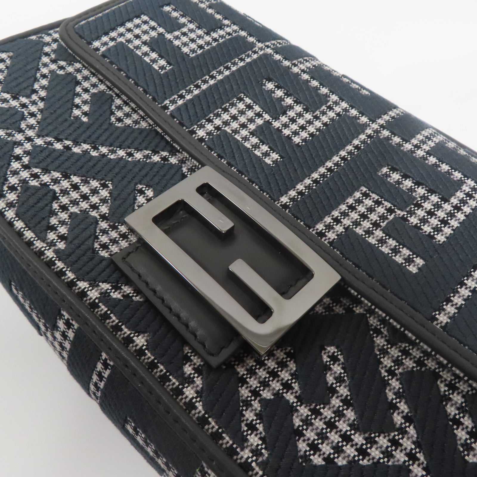 FENDI 帆布/牛皮皮革2 Way Shoulder銀扣手挽肩背兩用袋灰色