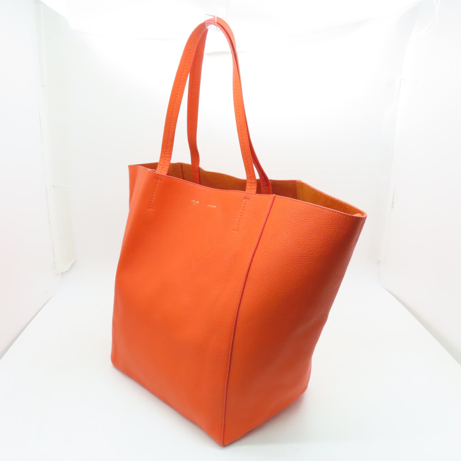CELINE 皮革Shoulder Bag金扣肩背袋橙色