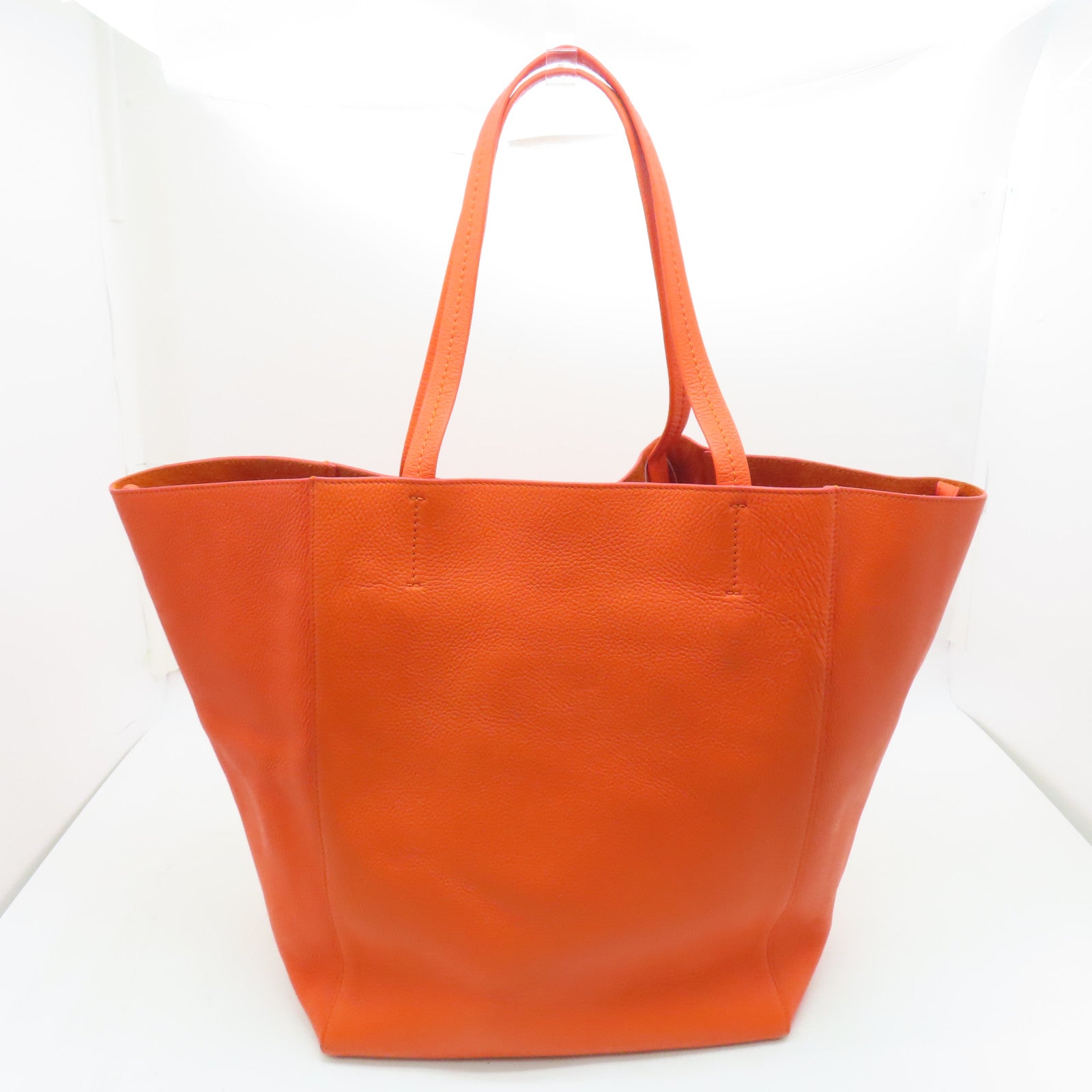 CELINE 皮革Shoulder Bag金扣肩背袋橙色