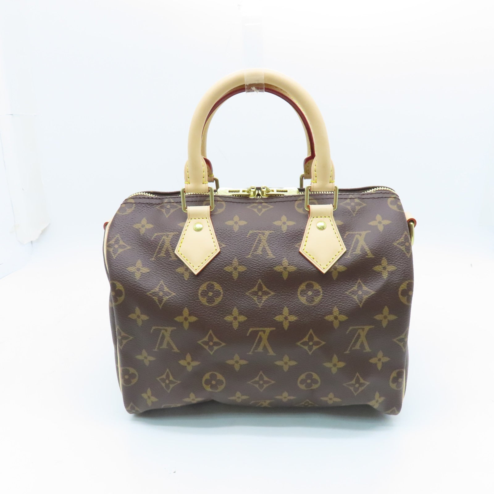 LOUIS VUITTON Monogram Speedy Bandouliere 25 gold buckle handle shoulder bag brown