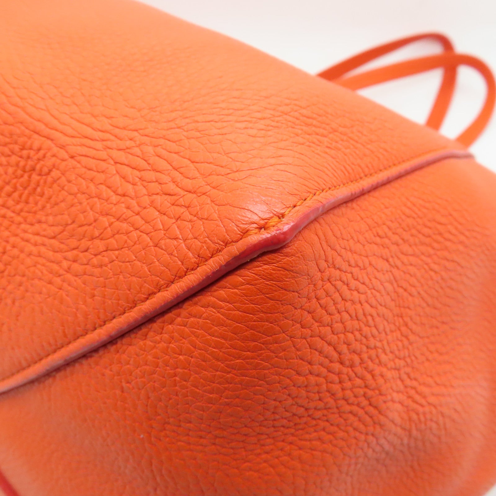 CELINE 皮革Shoulder Bag金扣肩背袋橙色