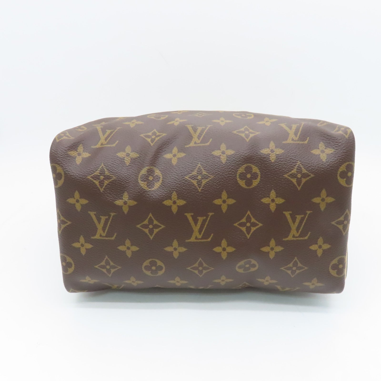 LOUIS VUITTON Monogram Speedy Bandouliere 25 gold buckle handle shoulder bag brown